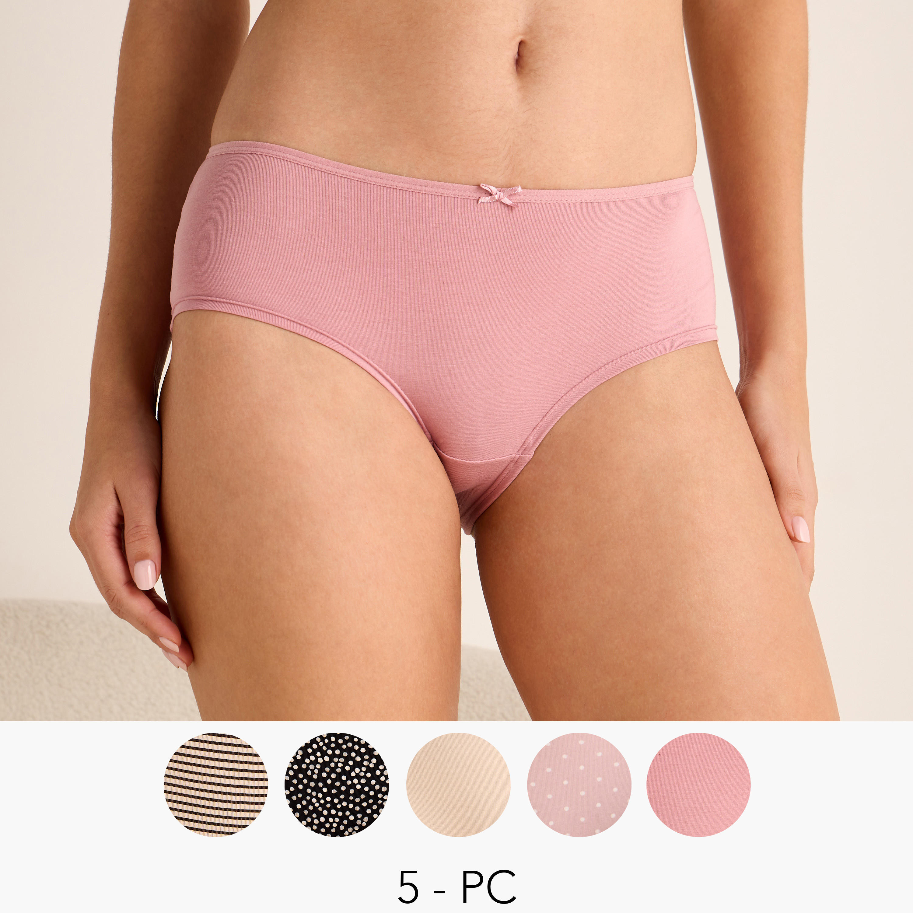 Set of 5 - Assorted Briefs with Bow Detail-women-clothing-lingerie-panties-image-1