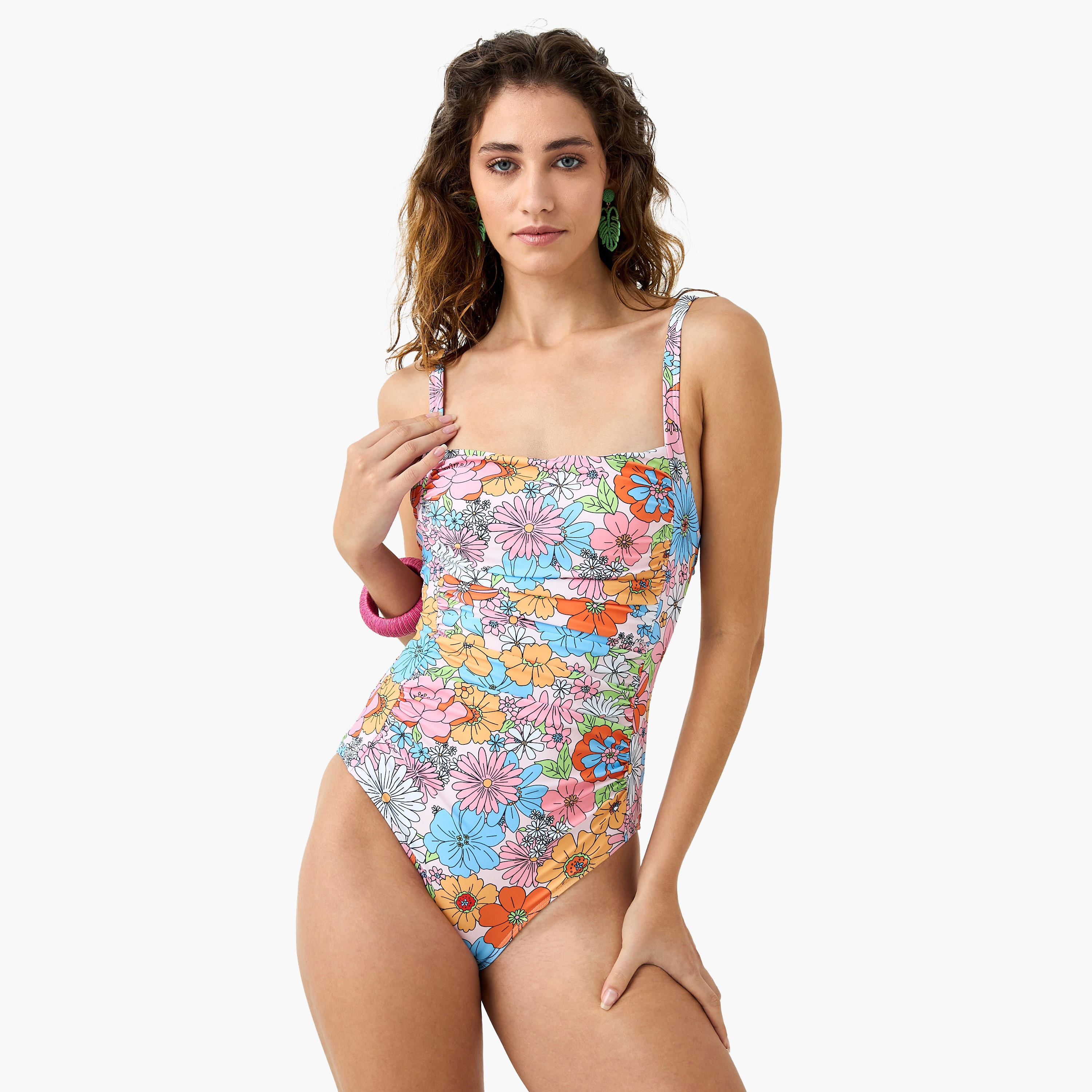 بدلة سباحة بطبعات زهرية وسارونج-women-clothing-swimandbeach-swimsuits-image-3