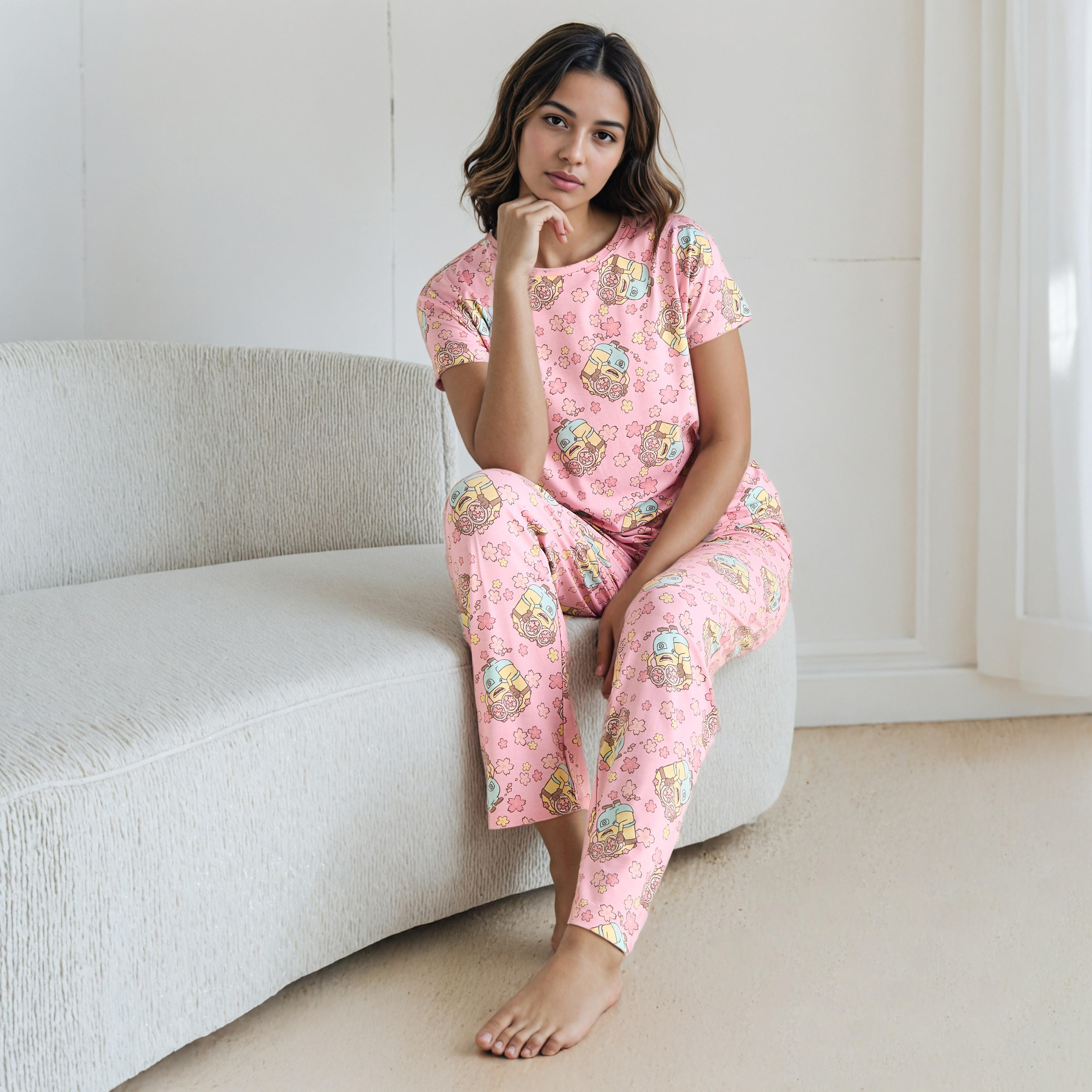 All-Over Minions Print Pyjama Set-women-clothing-nightwear-pyjamas-longsets-image-1