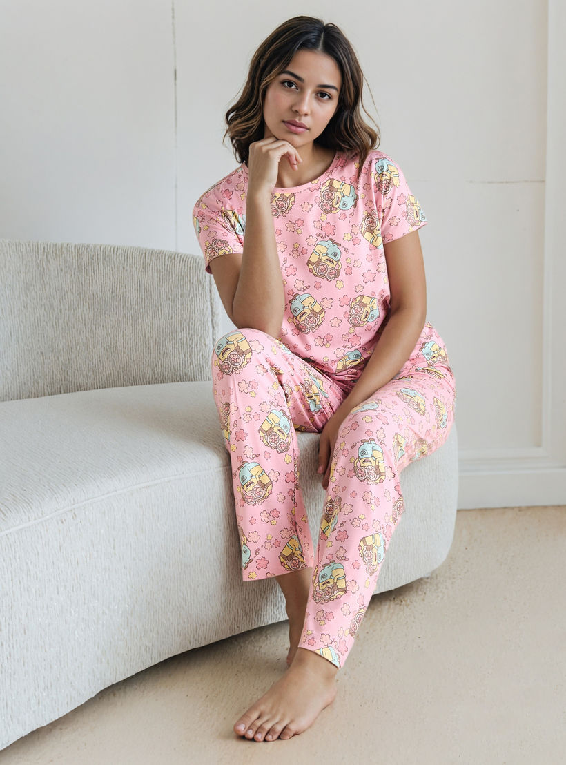 All-Over Minions Print Pyjama Set-women-clothing-nightwear-pyjamas-longsets-image-1