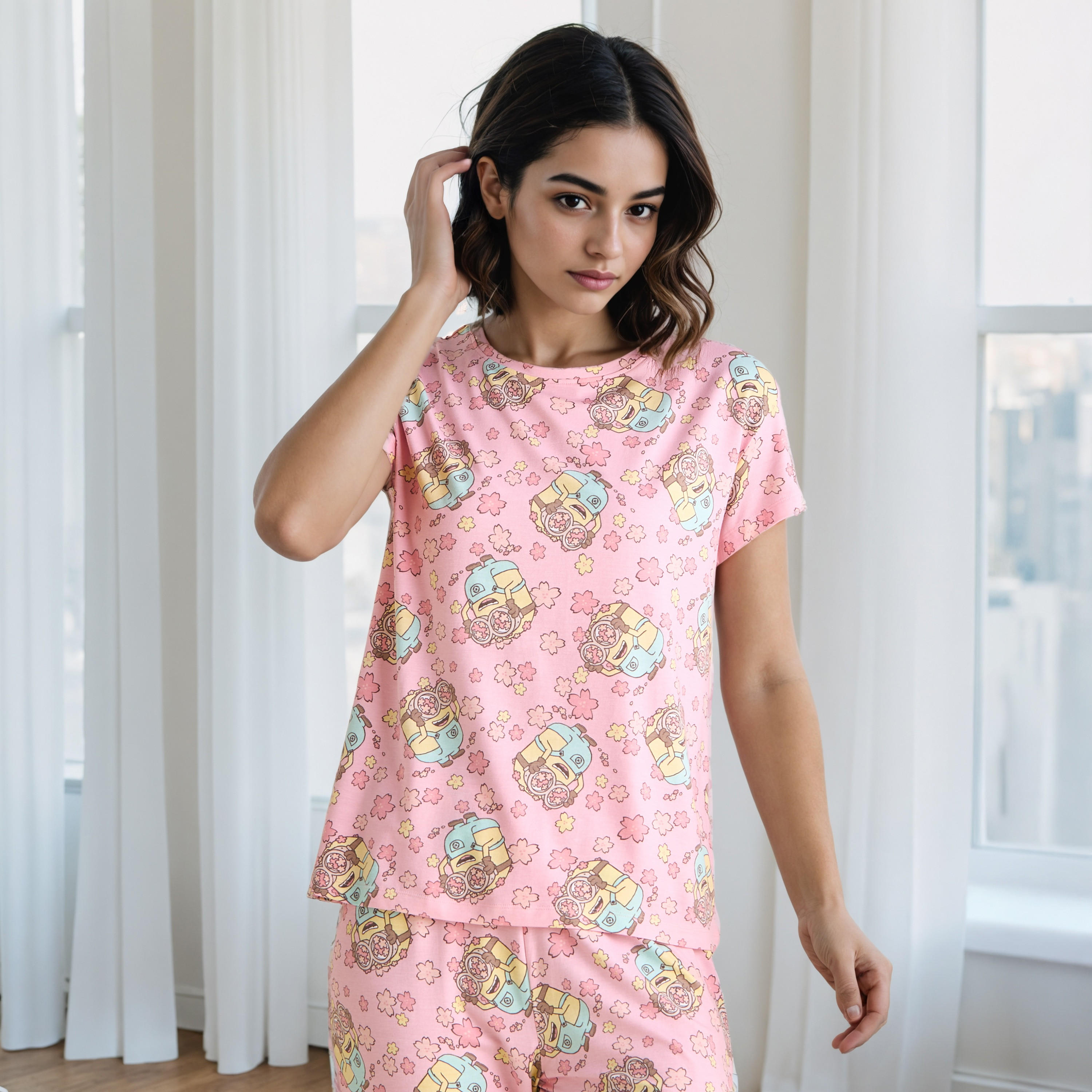 All-Over Minions Print Pyjama Set-women-clothing-nightwear-pyjamas-longsets-image-2
