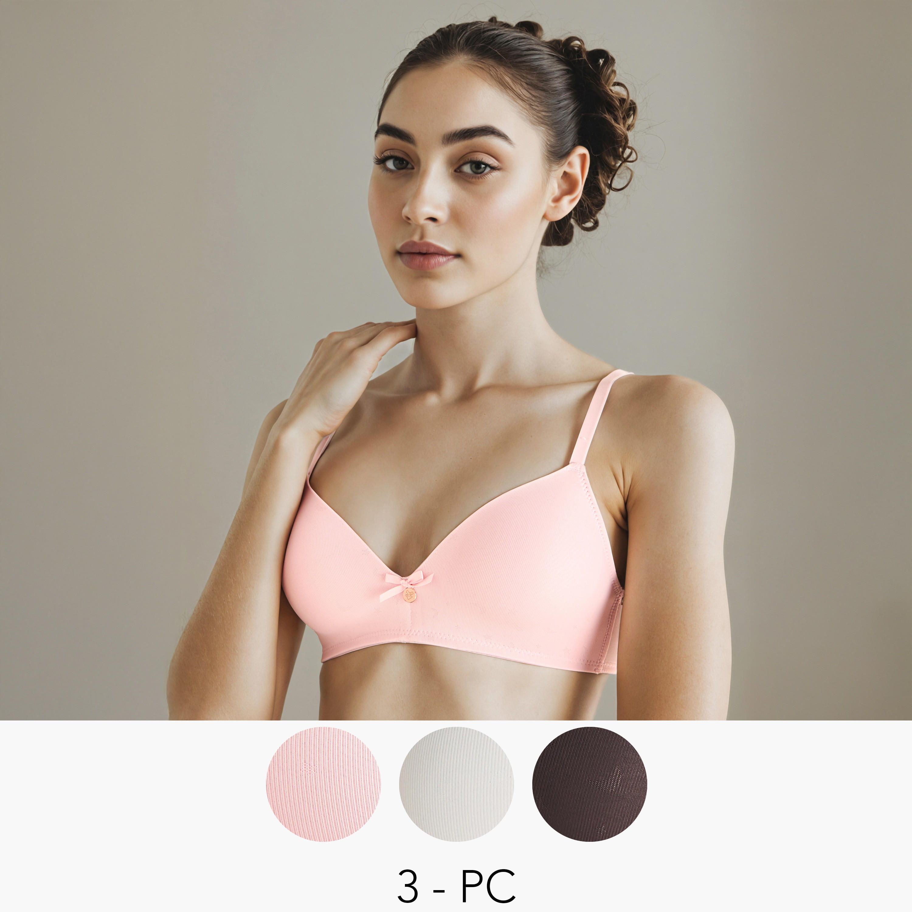 Set of 3 - Jacquard A-frame Bra-women-clothing-lingerie-bras-image-1