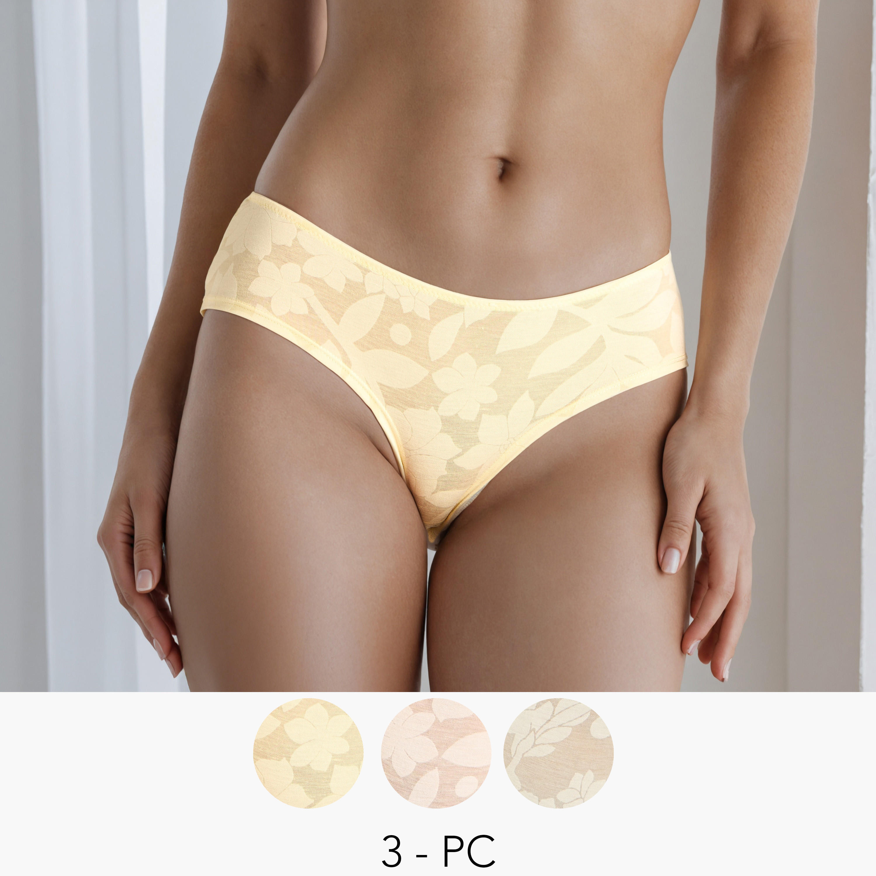 Set of 3 - Floral Textured Briefs-women-clothing-lingerie-panties-image-1