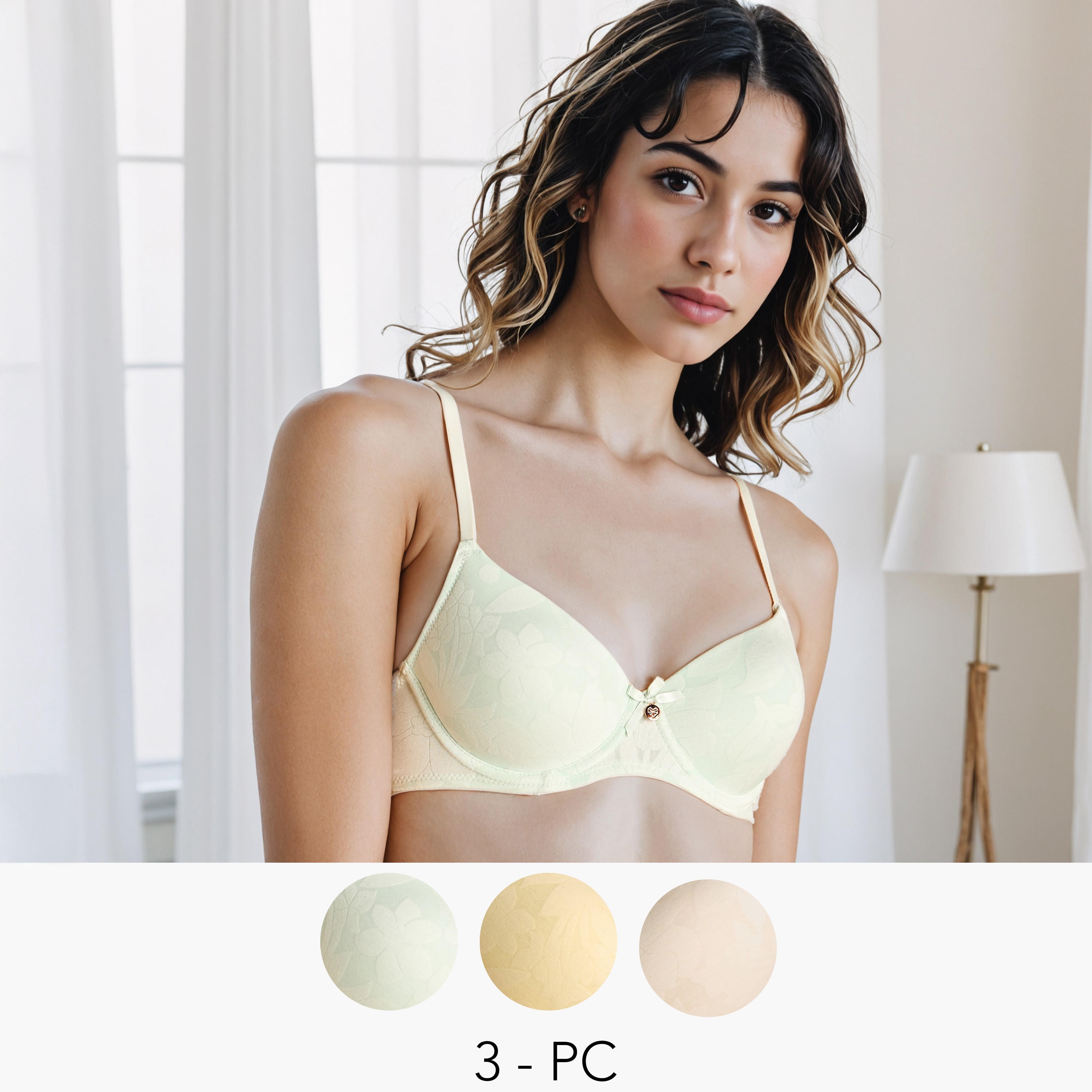 Set of 3 - Textured Demi Bra-women-clothing-lingerie-bras-image-1