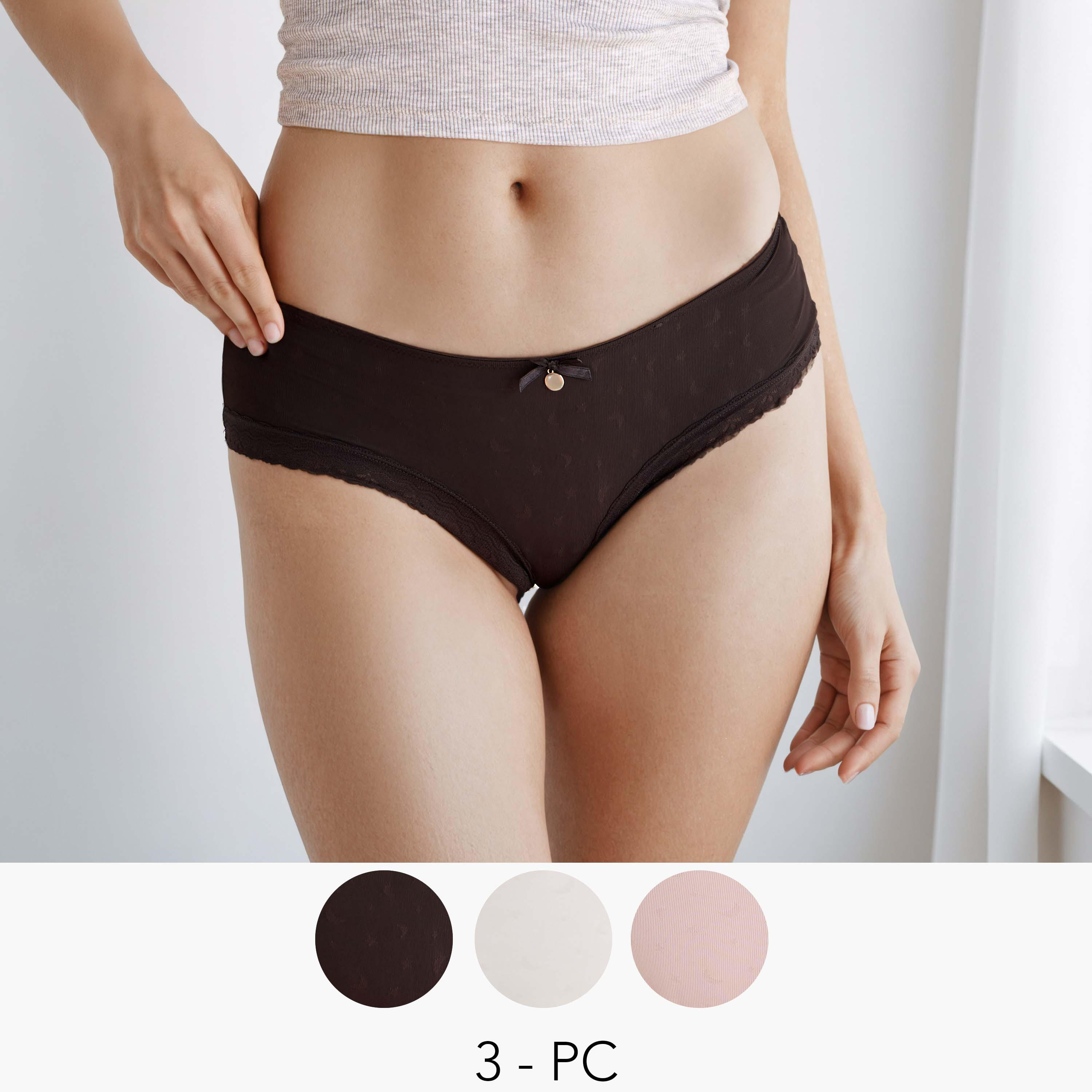 Bikini with Jacquard Detail - 3-Piece Set-women-clothing-lingerie-panties-image-1