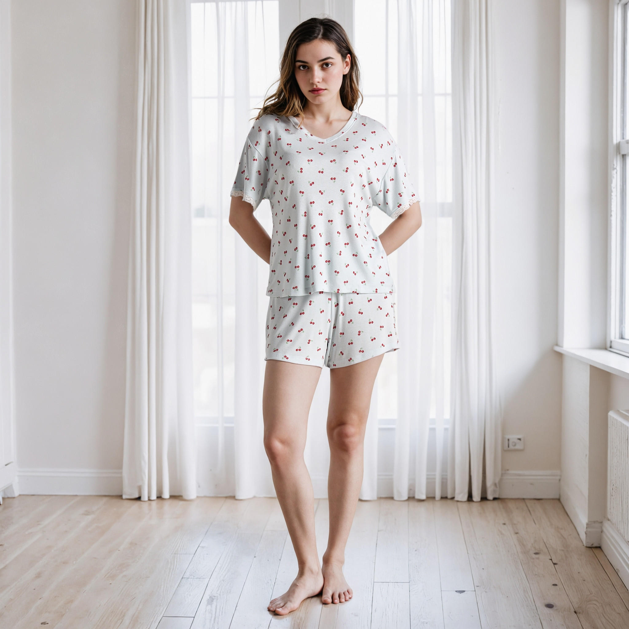 طقم شورت بطبعات فراولة-women-clothing-nightwear-pyjamas-shortsets-image-4