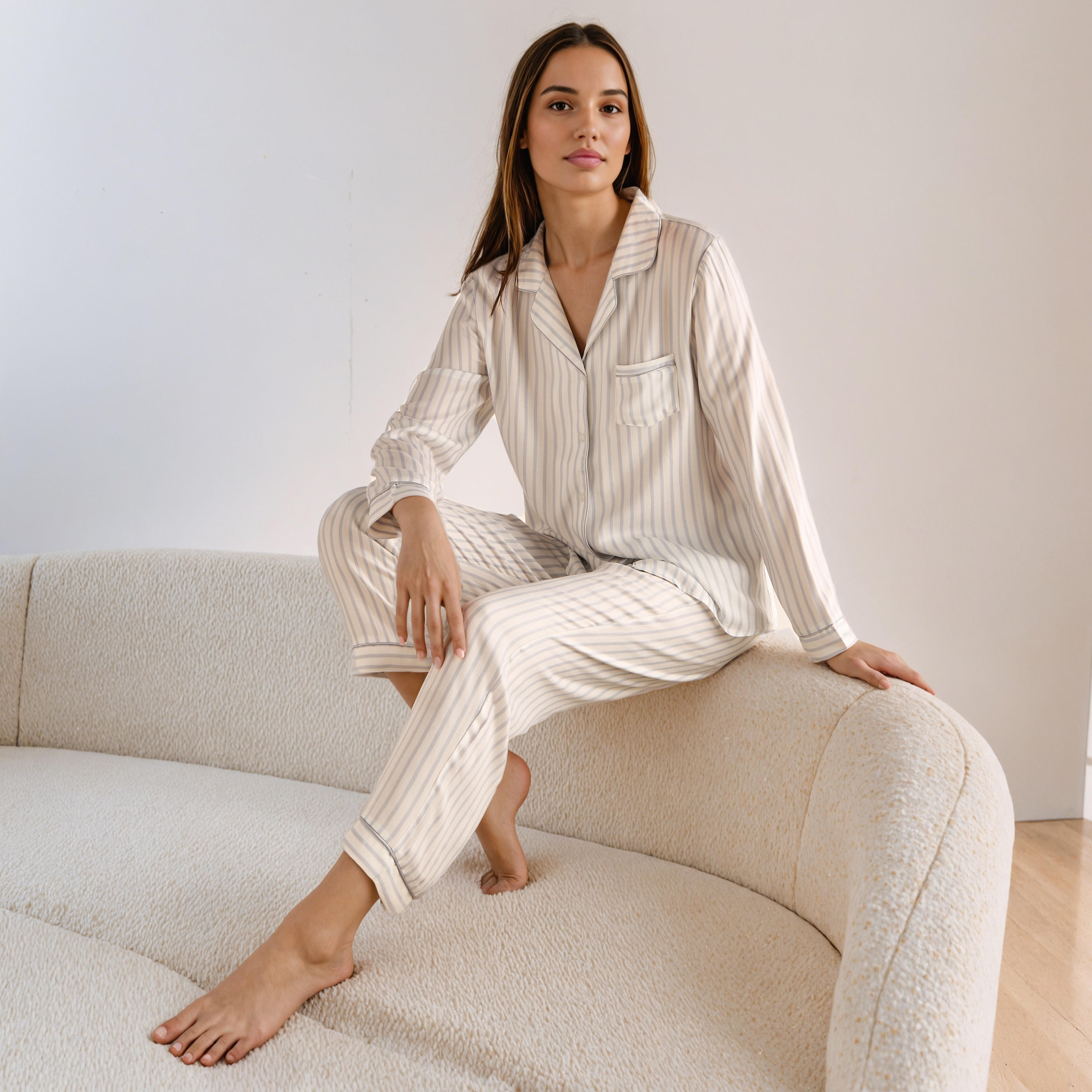 طقم بيجاما مقلم-women-clothing-nightwear-pyjamas-longsets-image-1