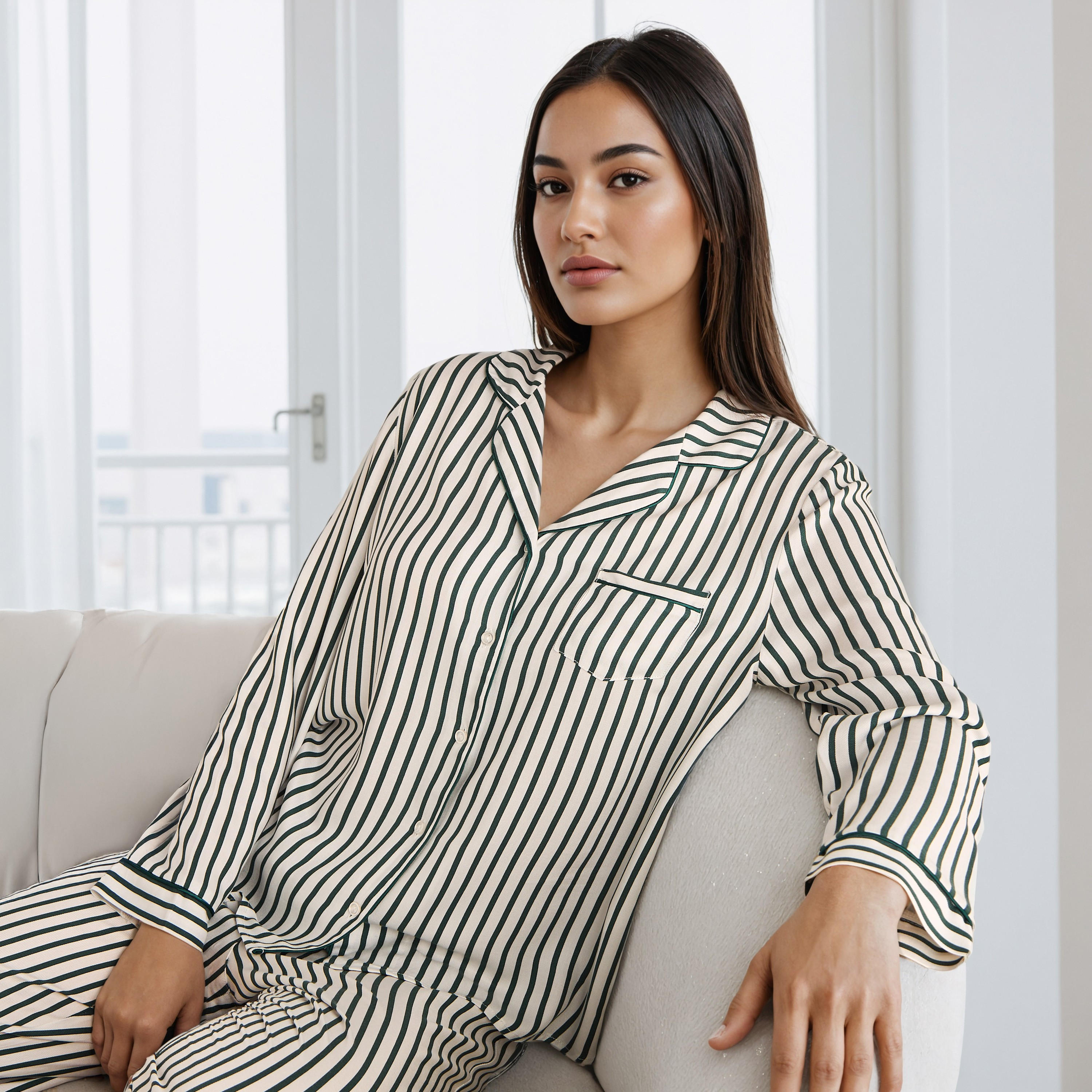 Striped Pyjama Set-women-clothing-nightwear-pyjamas-longsets-image-2