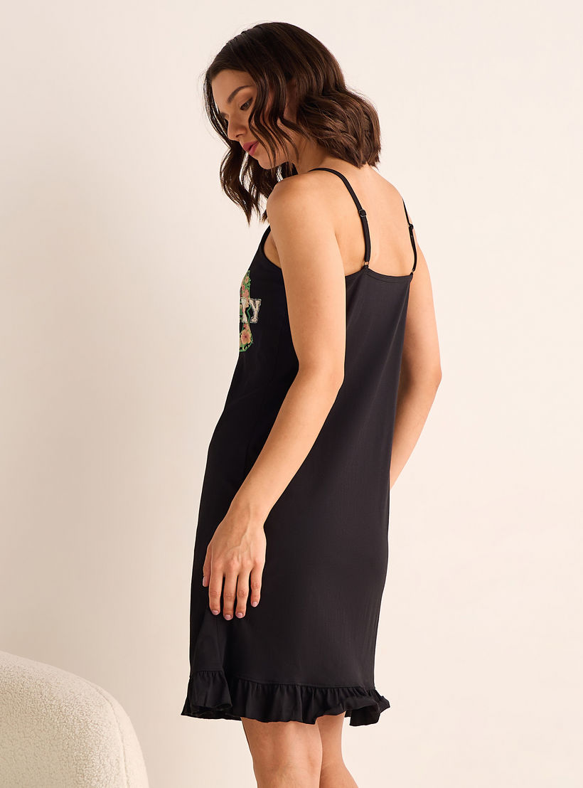 Set of 2 - Printed Cotton Slip Dress with Adjustable Straps-women-clothing-nightwear-nighties-image-3