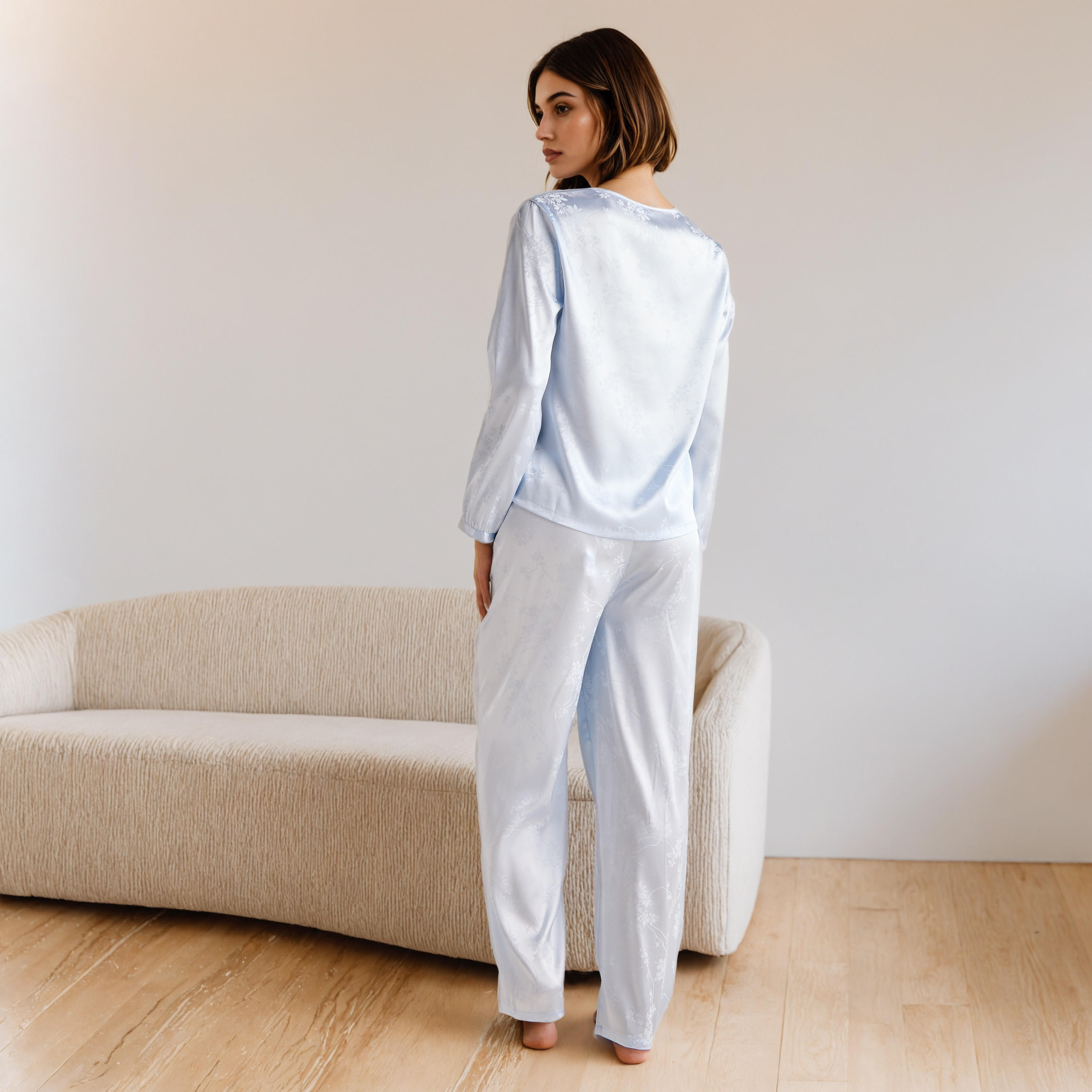 Lace Trim Jacquard Viscose Pyjama Set-women-clothing-nightwear-pyjamas-longsets-image-3