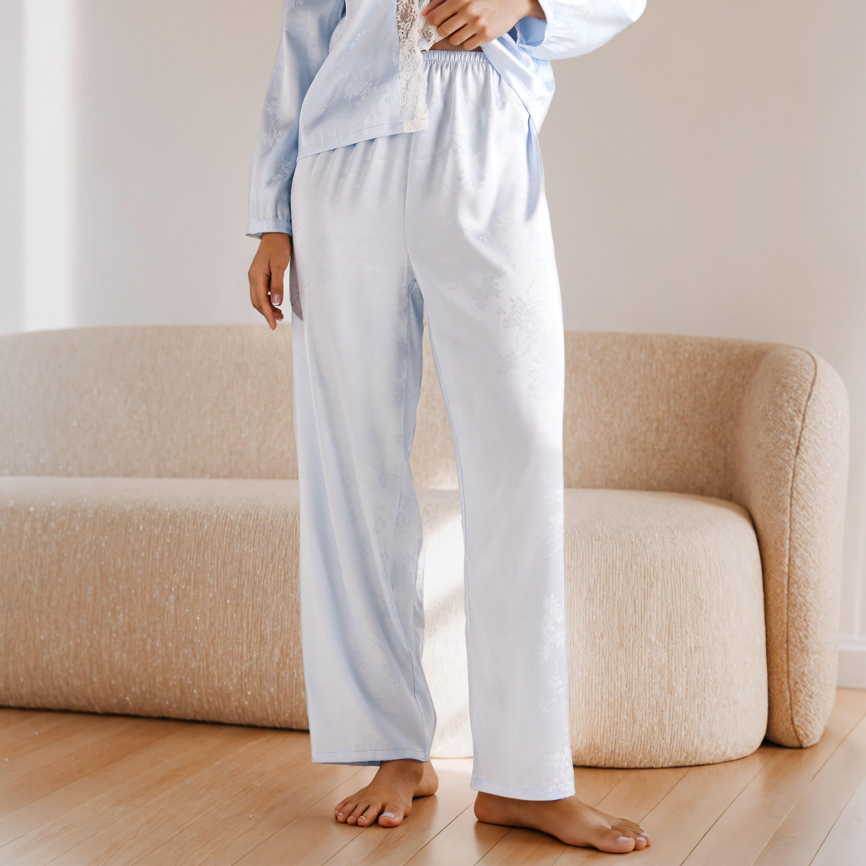 Lace Trim Jacquard Viscose Pyjama Set-women-clothing-nightwear-pyjamas-longsets-image-4