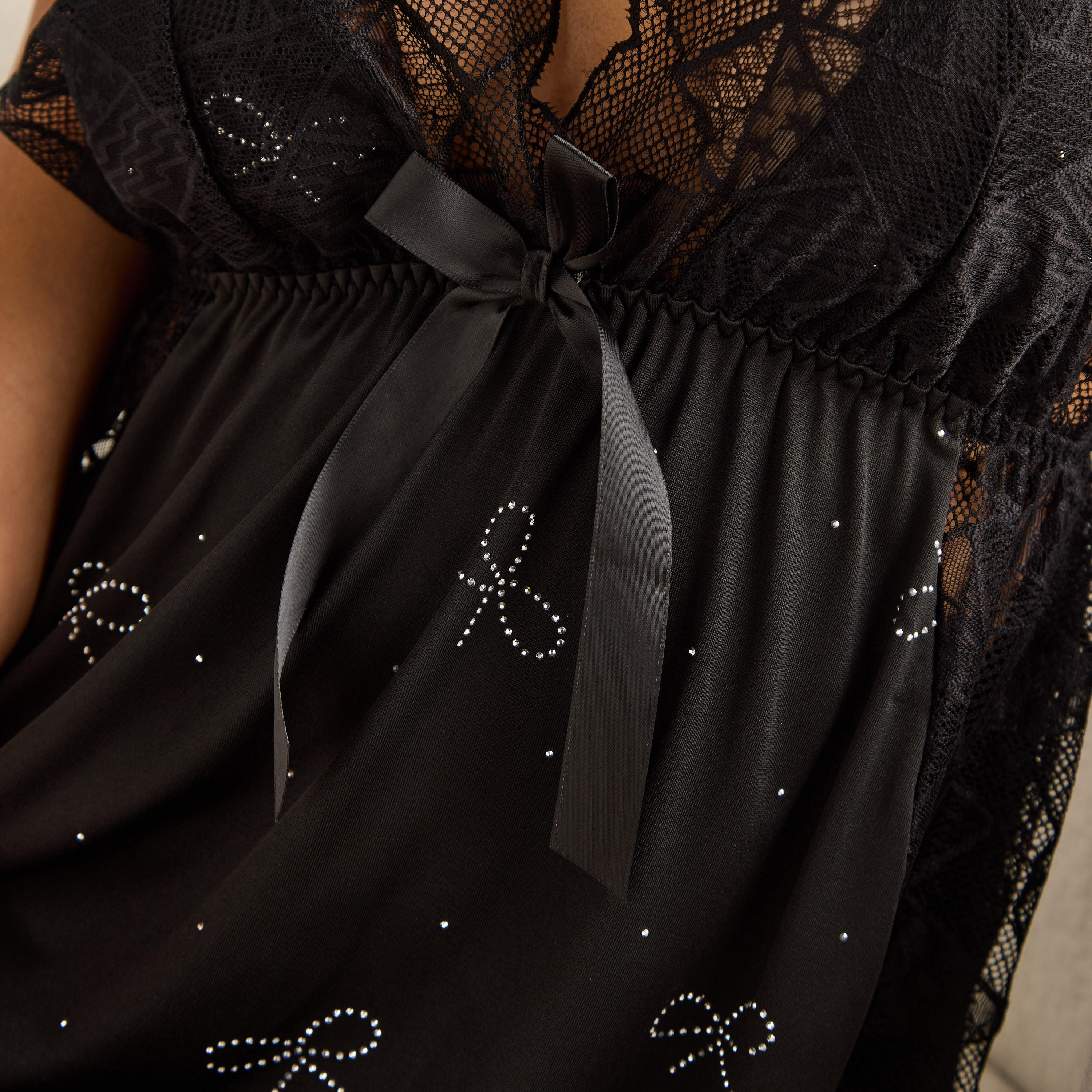Lace Panel Babydoll with Thongs-women-clothing-lingerie-babydollsandbodysuits-image-4