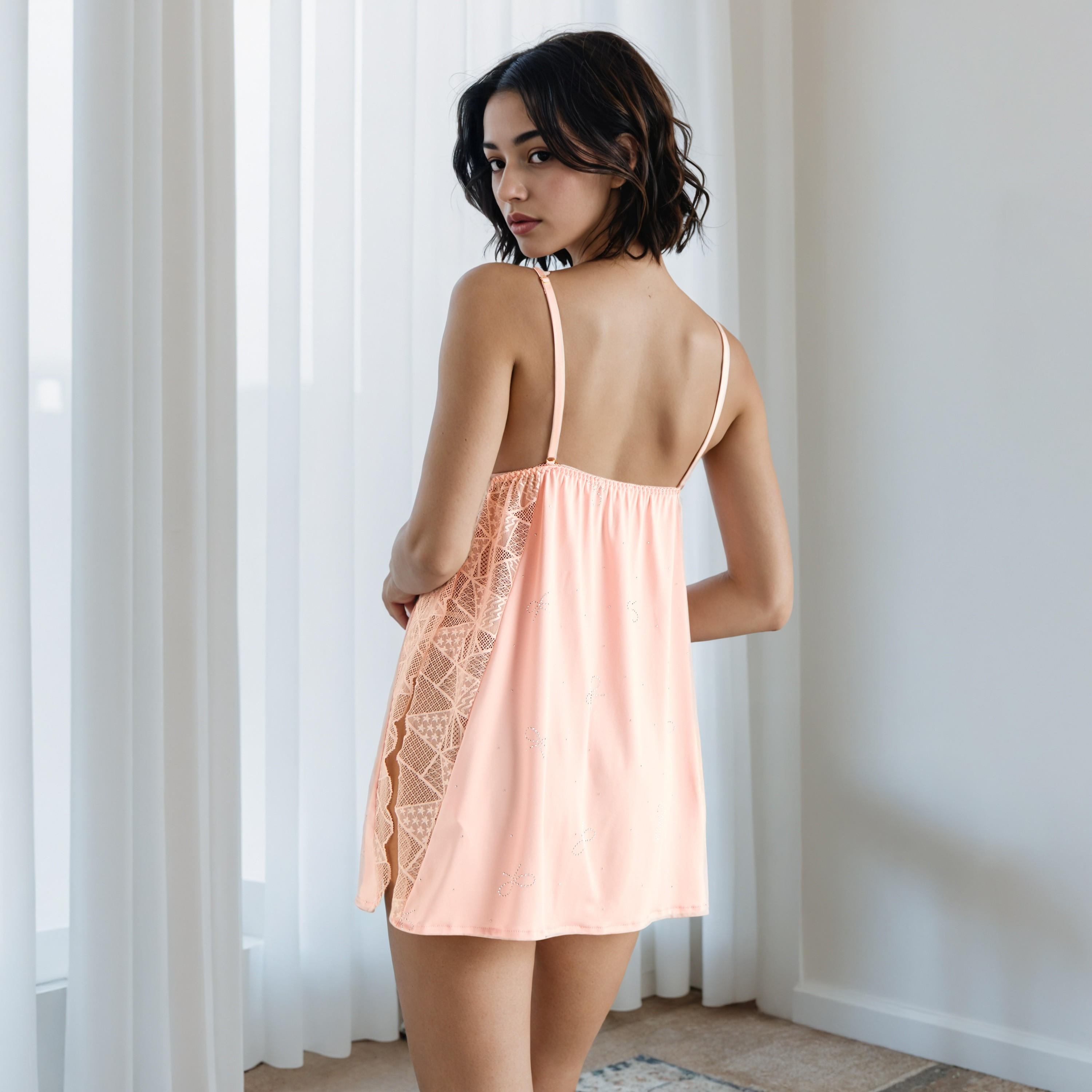 Lace Panel Babydoll with Thongs-women-clothing-lingerie-babydollsandbodysuits-image-4