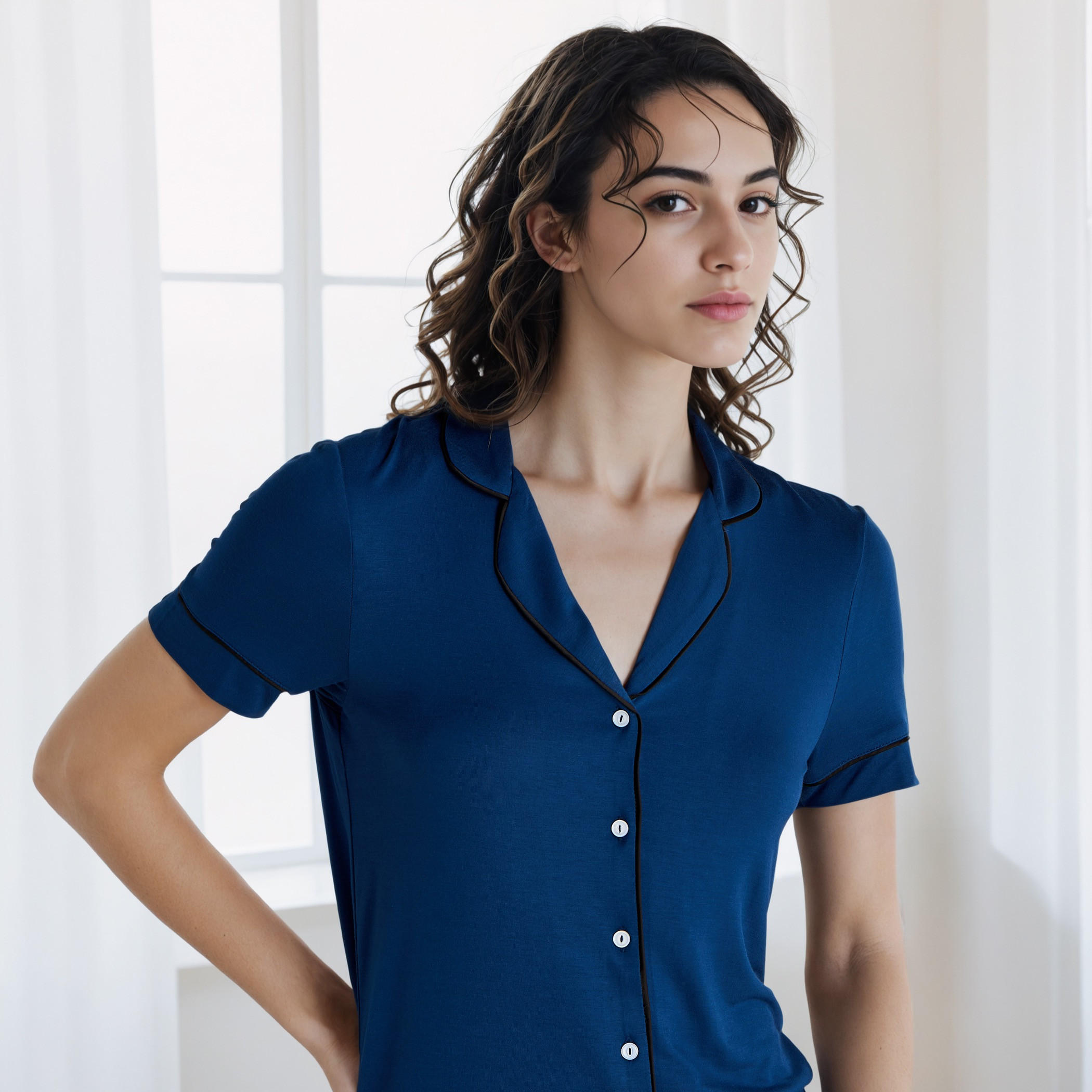 Contrast Piping Pyjama Set-women-clothing-nightwear-pyjamas-longsets-image-4