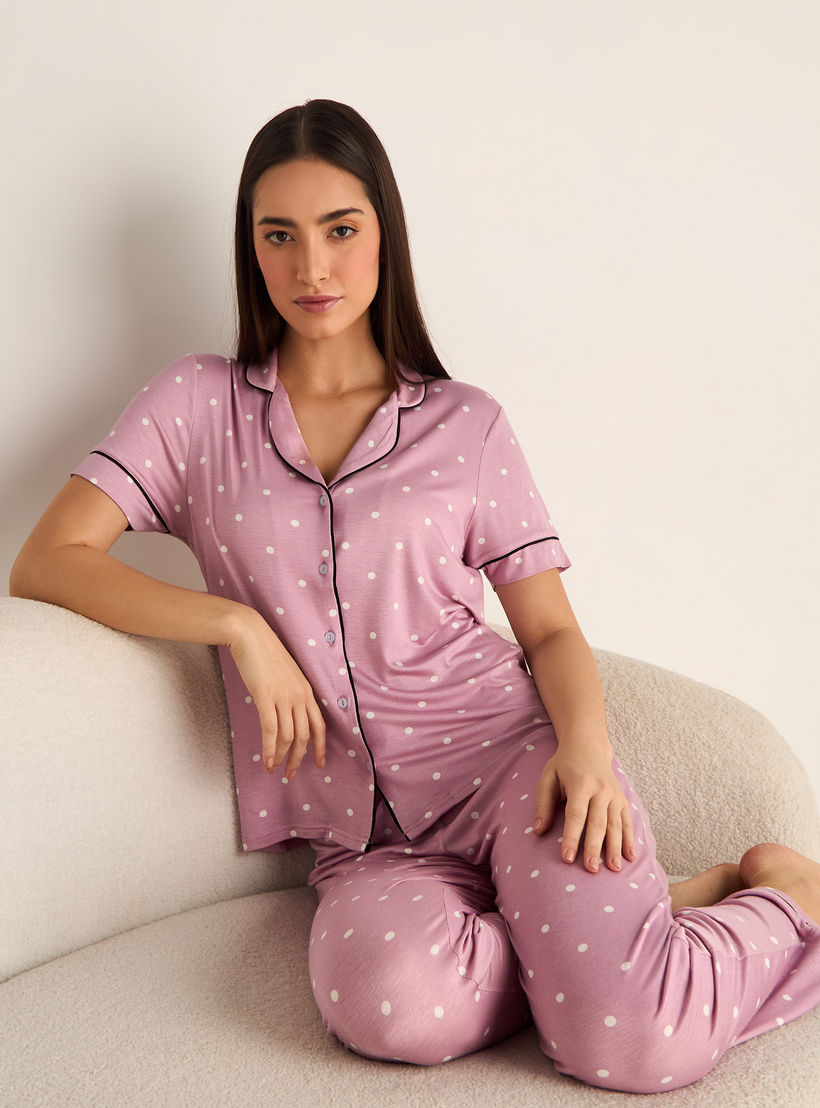 Pyjama Set Button-Down Shirt and Pants-women-clothing-nightwear-pyjamas-longsets-image-1