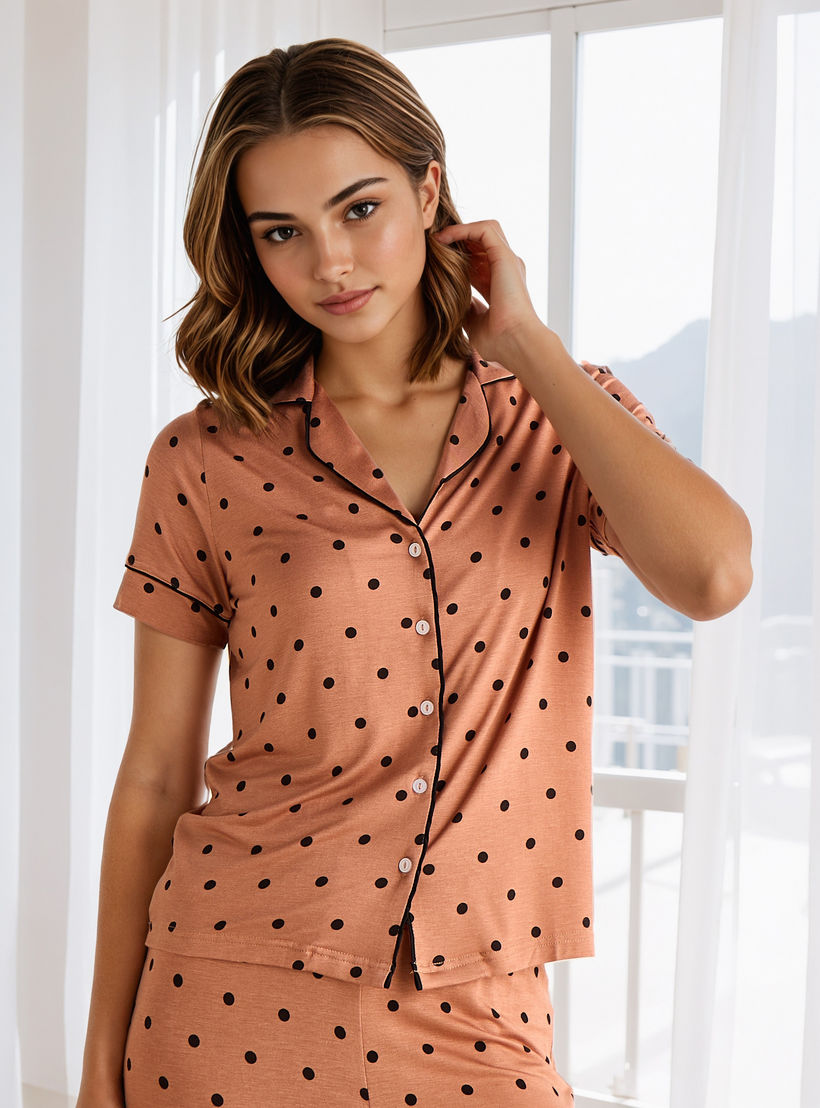Pyjama Set Button-Down Shirt Style & Trousers-women-clothing-nightwear-pyjamas-longsets-image-3