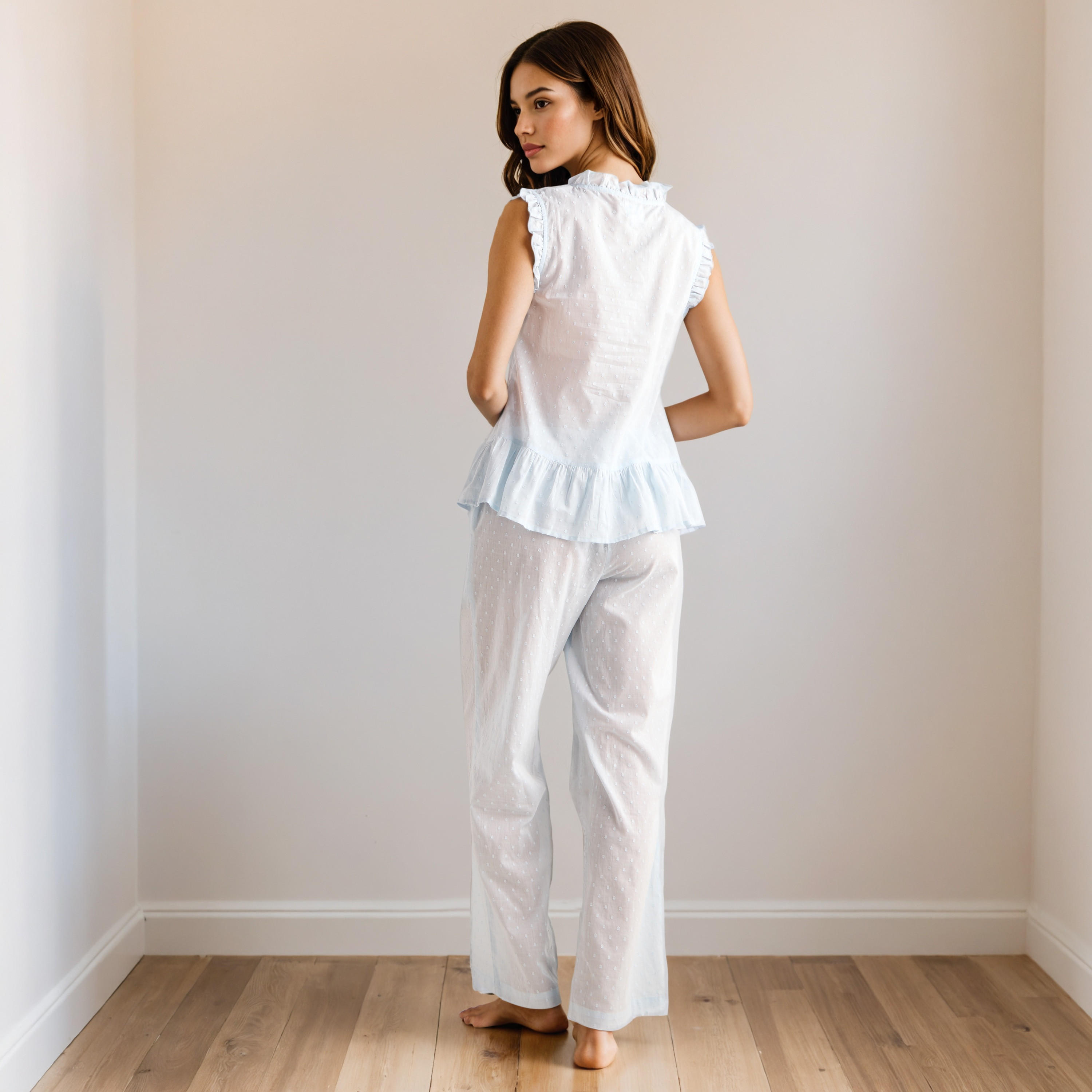 Swiss Dot Print Cotton Pyjama Set-women-clothing-nightwear-pyjamas-longsets-image-3