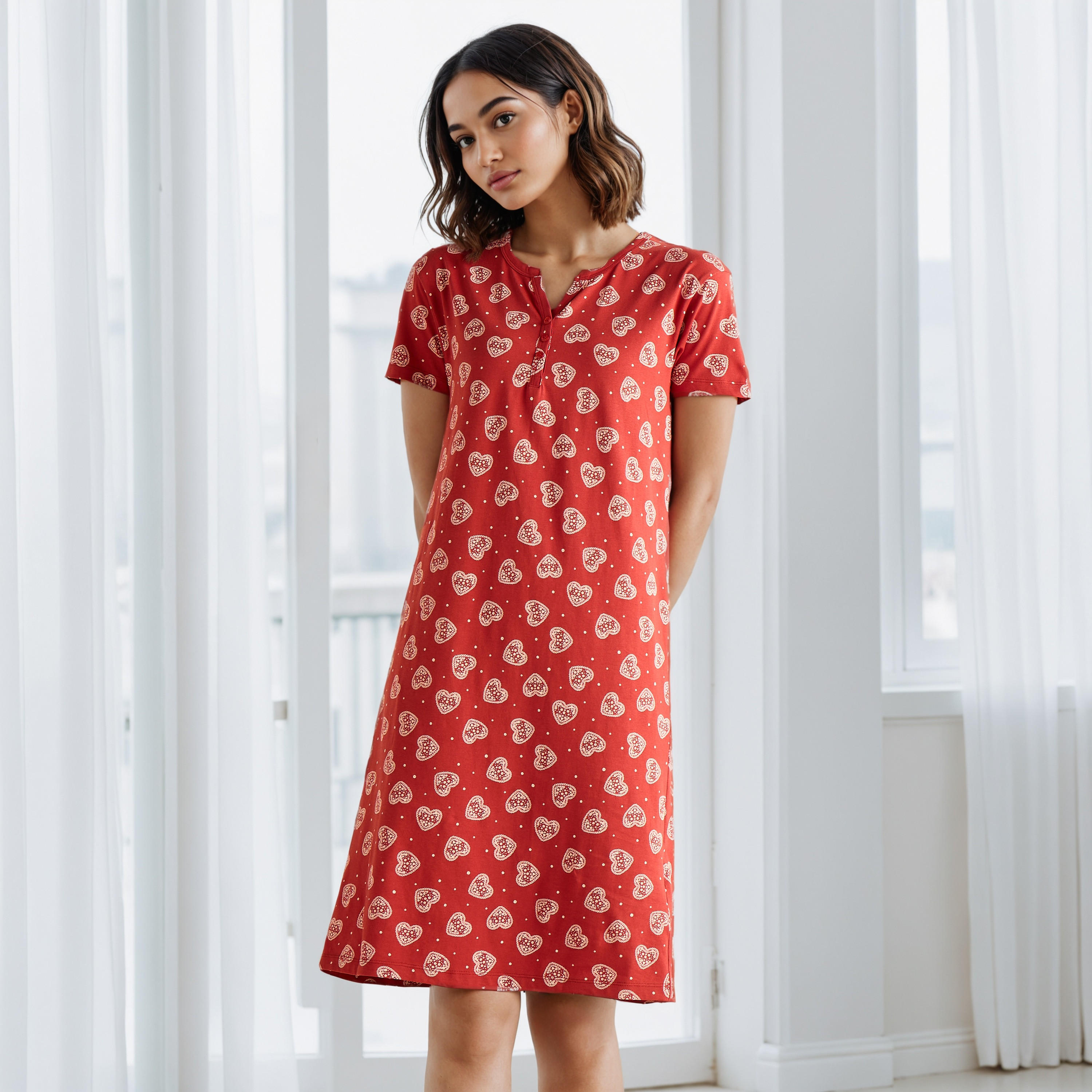فستان نوم قطن بطبعات-women-clothing-nightwear-nighties-image-1
