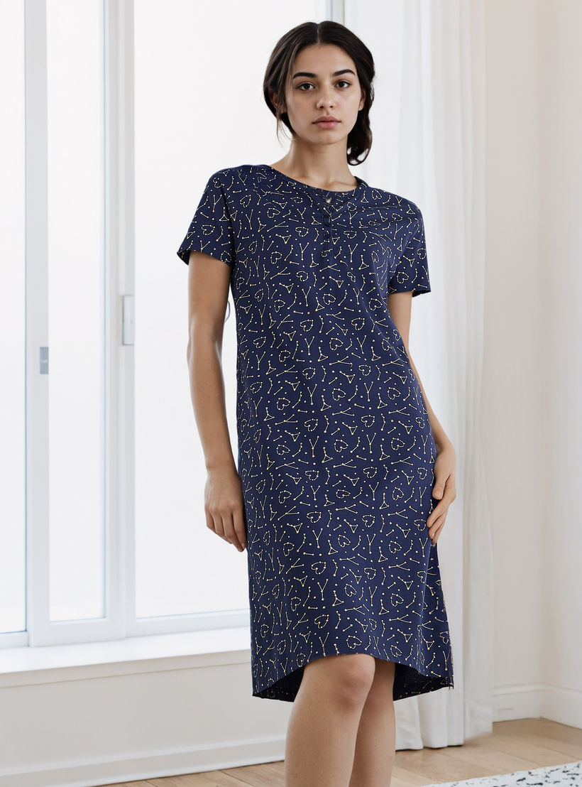 فستان نوم قطن بطبعات-women-clothing-nightwear-nighties-image-1