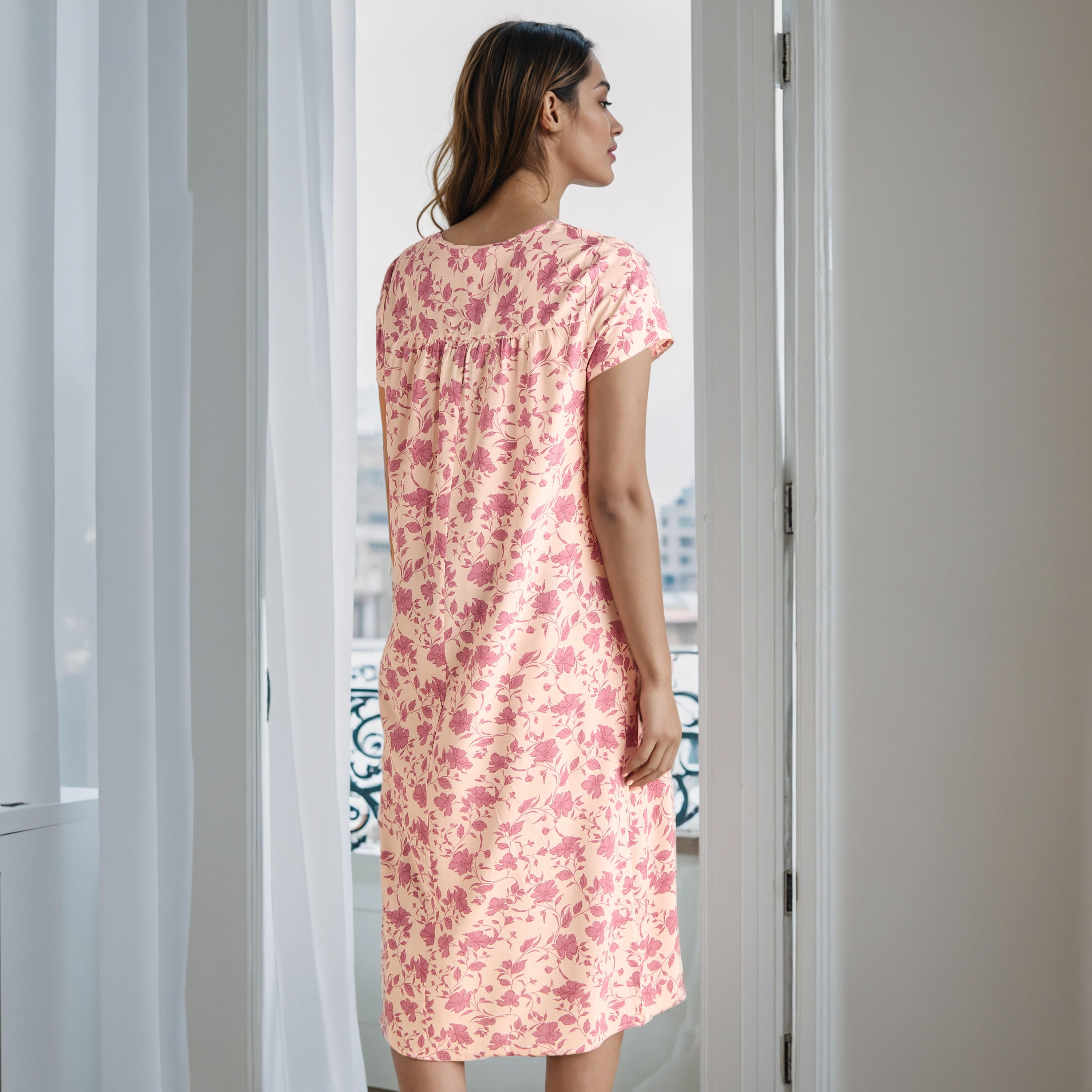 Floral Print Viscose Night Dress-women-clothing-nightwear-nighties-image-2
