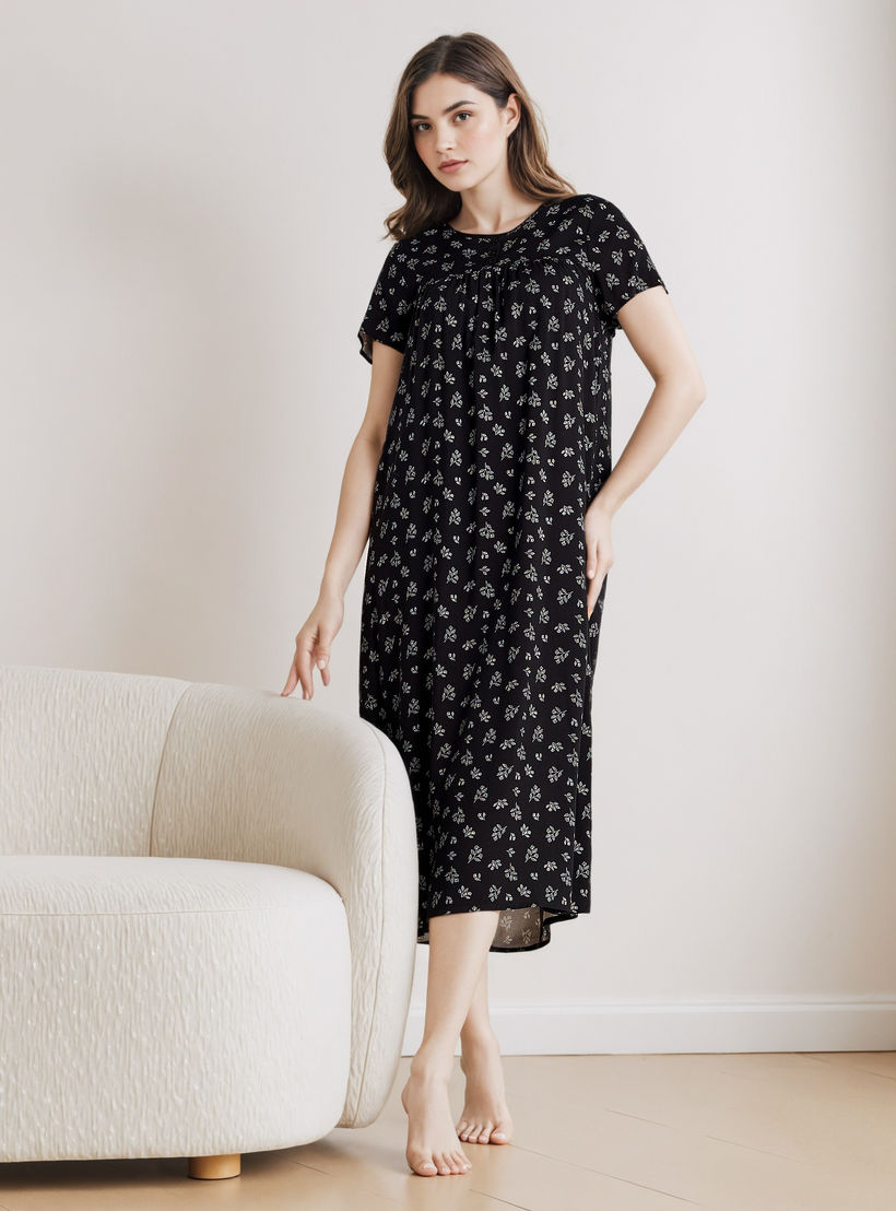 فستان نوم فيسكوز بطبعات زهور-women-clothing-nightwear-nighties-image-2