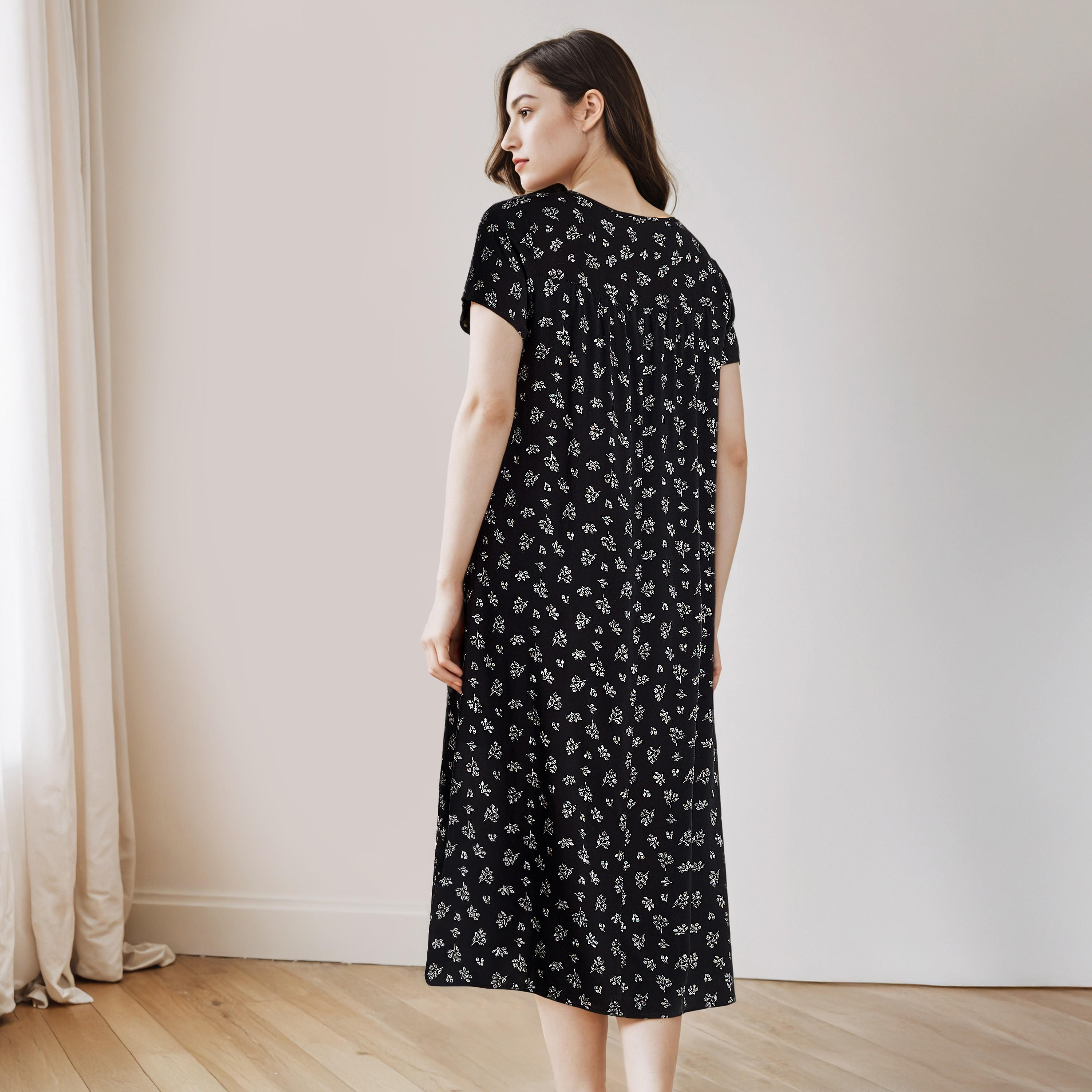 Floral Print Viscose Night Dress-women-clothing-nightwear-nighties-image-3
