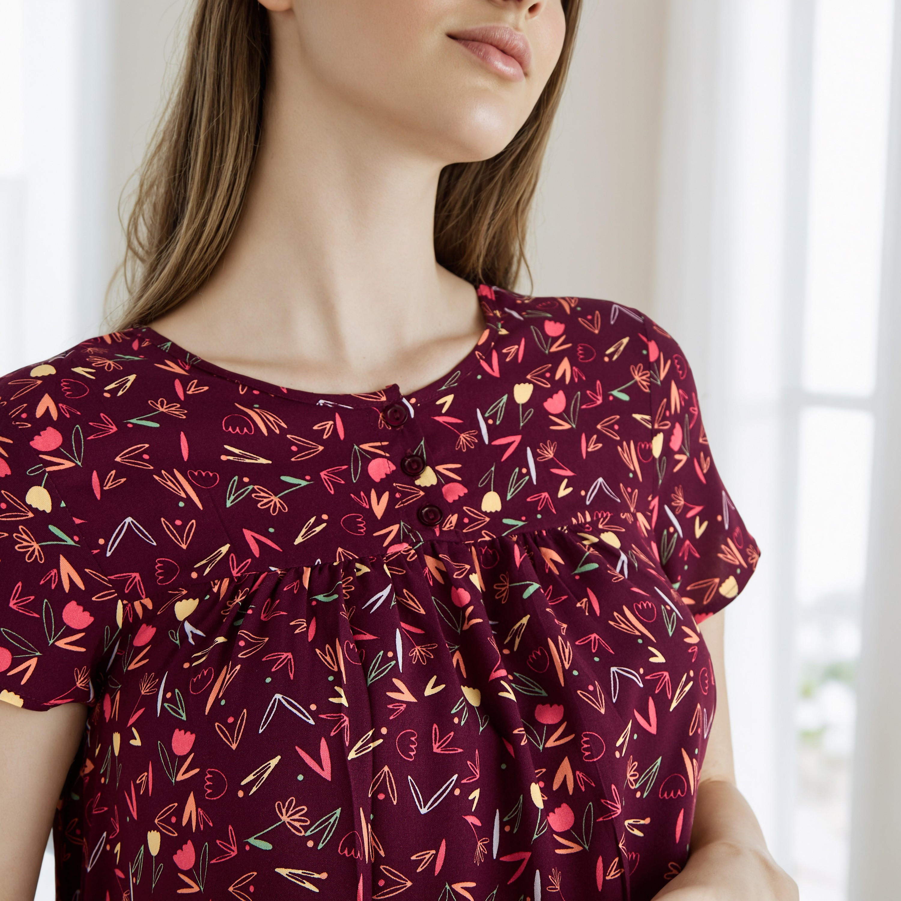 فستان نوم فيسكوز بطبعات زهور-women-clothing-nightwear-nighties-image-3