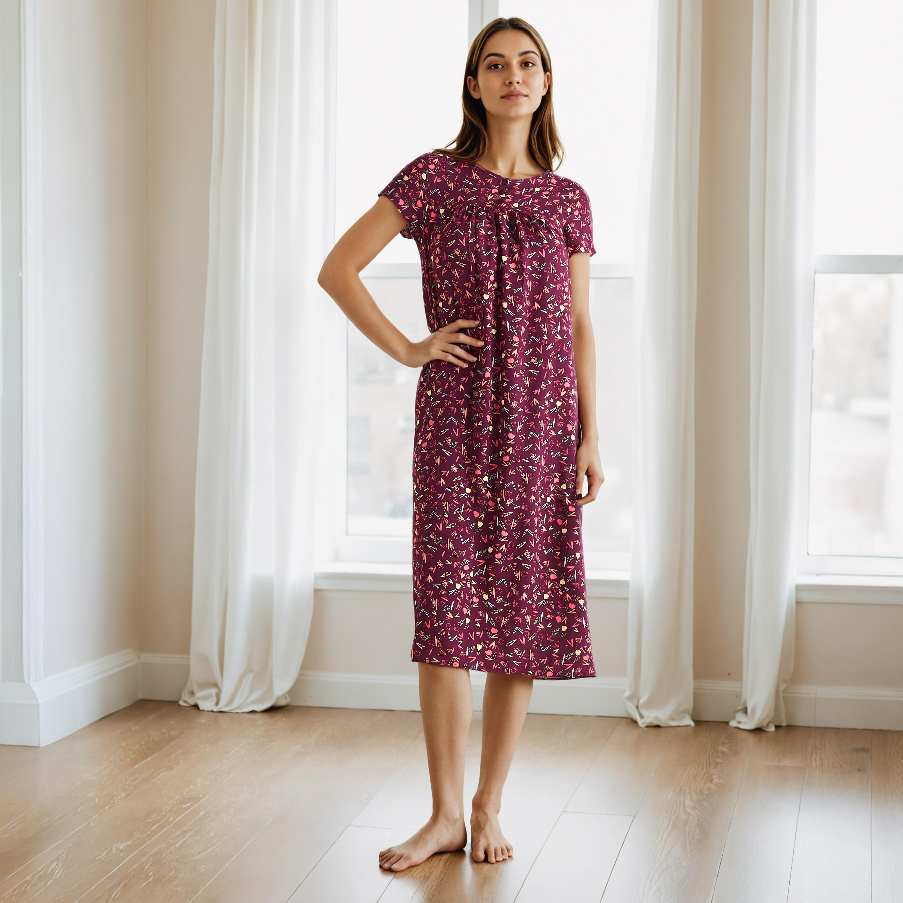 فستان نوم فيسكوز بطبعات زهور-women-clothing-nightwear-nighties-image-5
