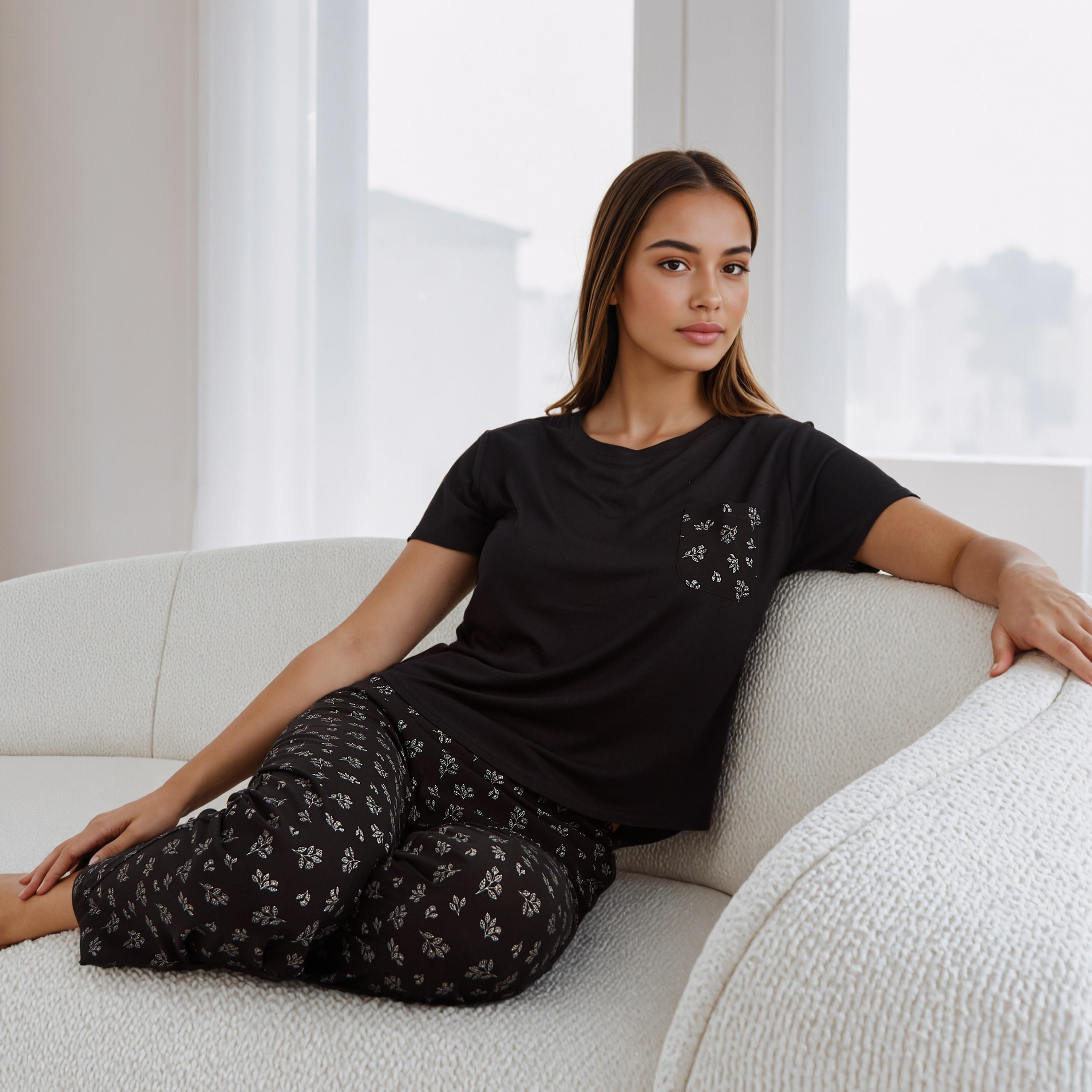 طقم بيجاما فيسكوز بطبعات زهور-women-clothing-nightwear-pyjamas-longsets-image-1