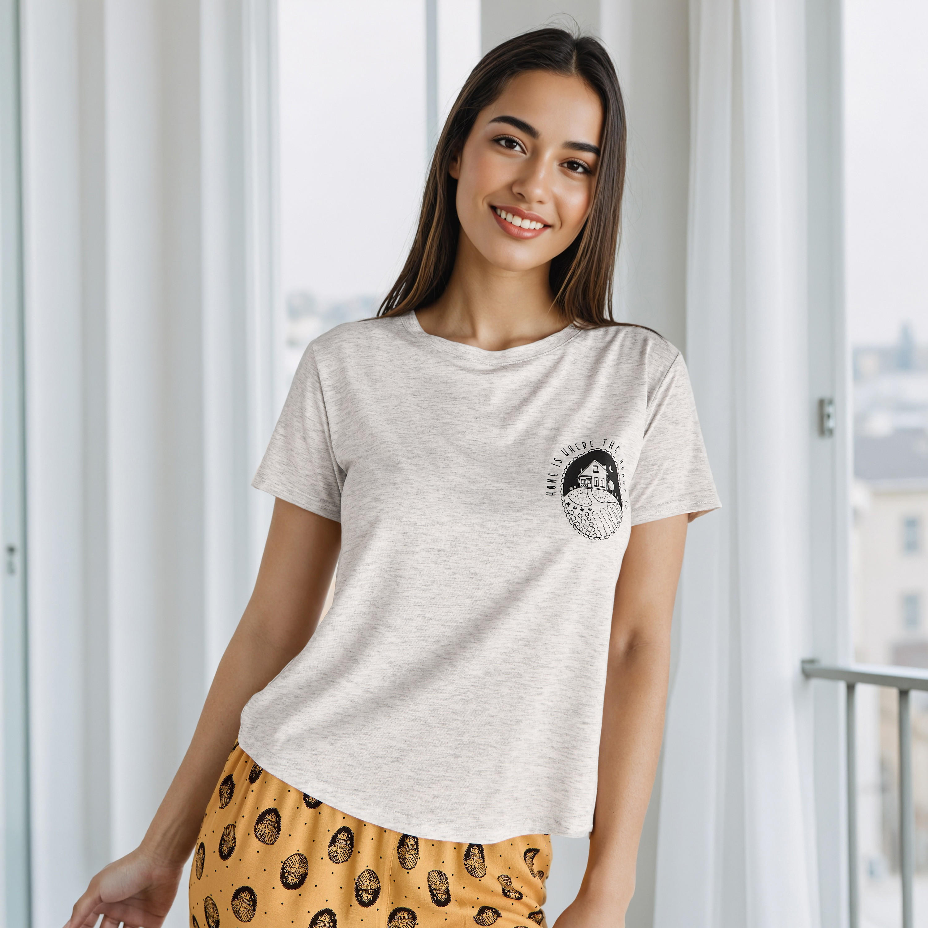 طقم بيجاما بطبعات زهور-women-clothing-nightwear-pyjamas-longsets-image-5