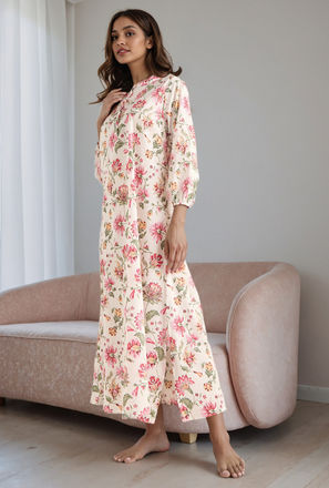 ثوب نوم قطن بطبعات زهرية-women-clothing-nightwear-image-1