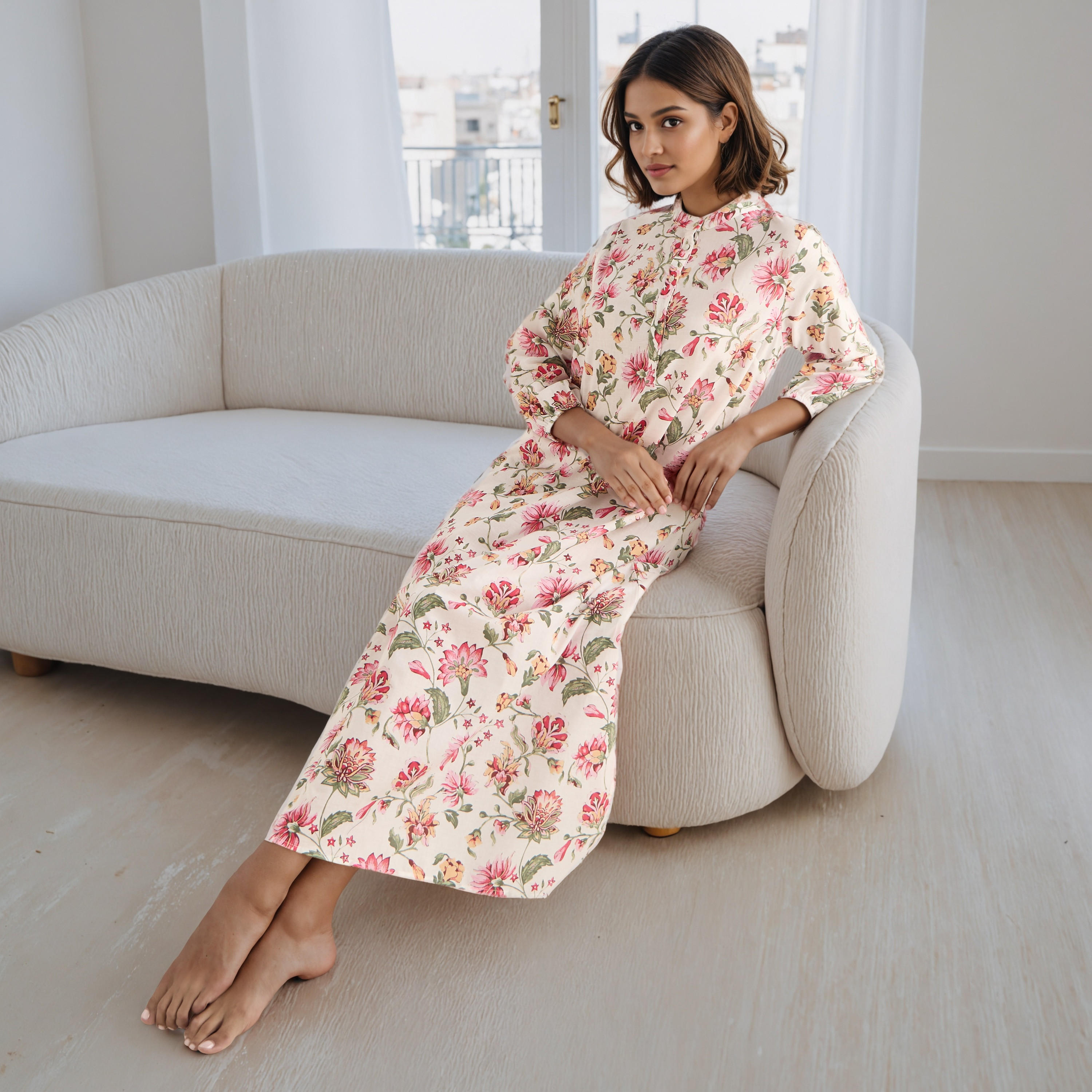 ثوب نوم قطن بطبعات زهرية-women-clothing-nightwear-nighties-image-5