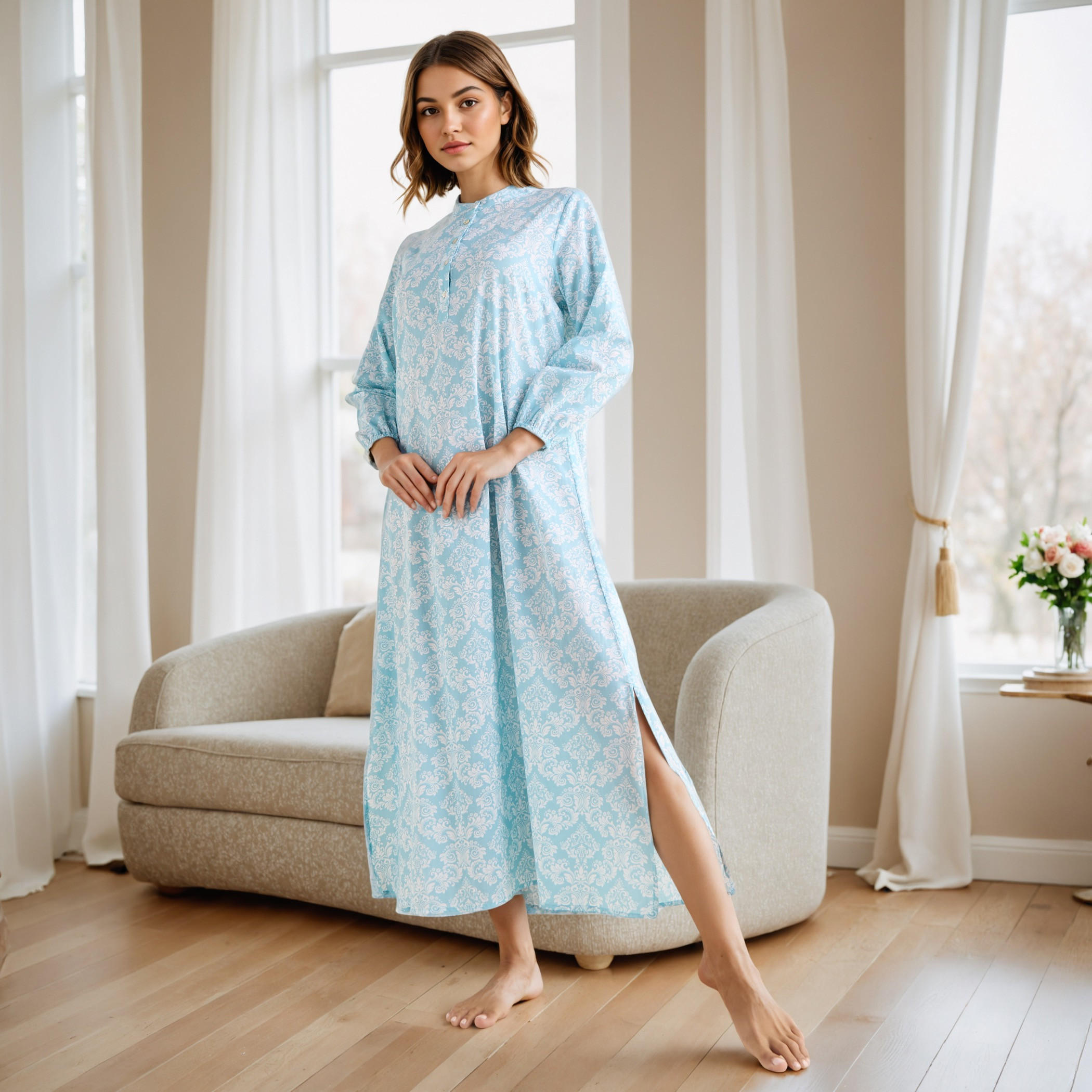 ثوب نوم قطن بطبعات-women-clothing-nightwear-nighties-image-1