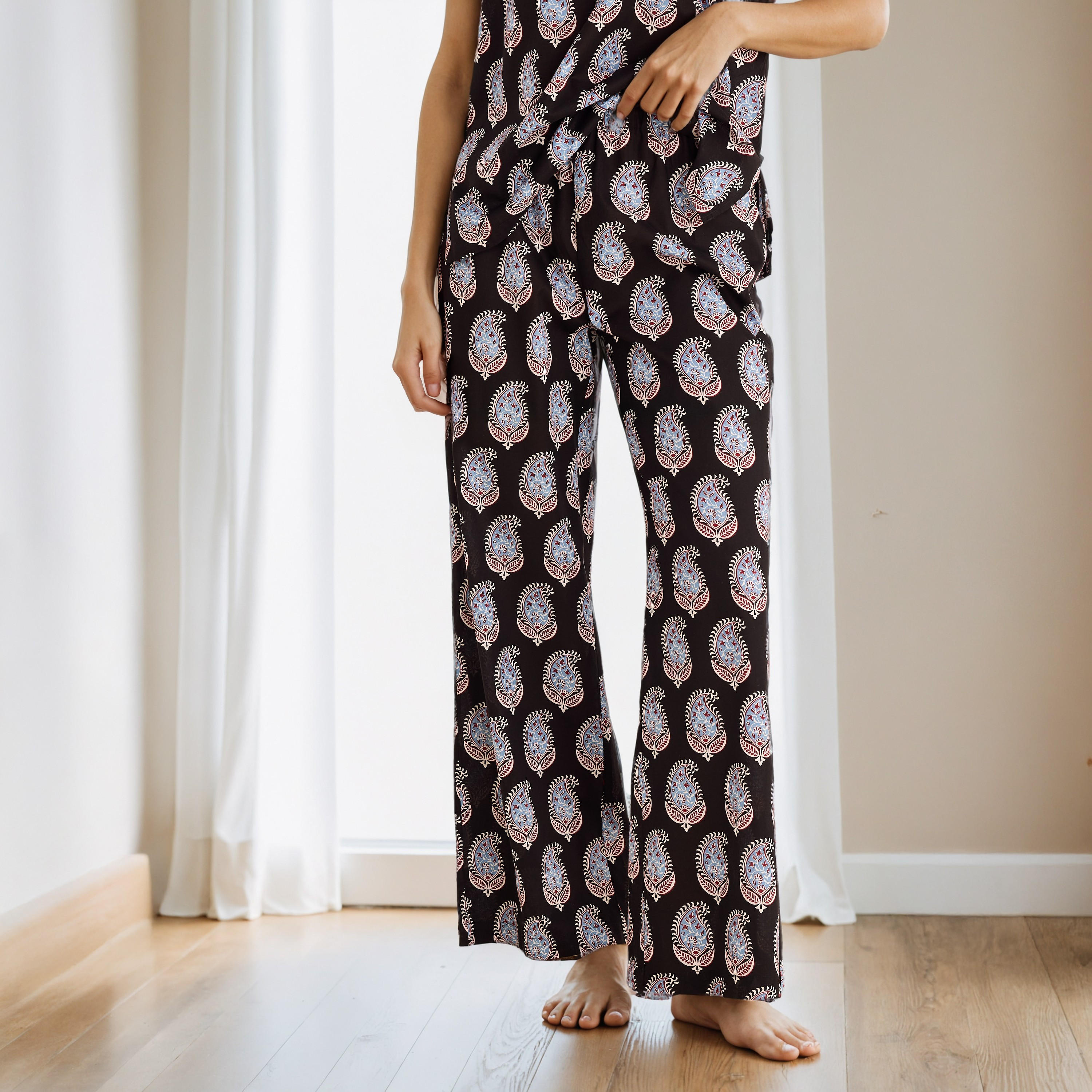 Printed Cotton Pyjama Set with Ruffle Sleeves-women-clothing-nightwear-pyjamas-longsets-image-4