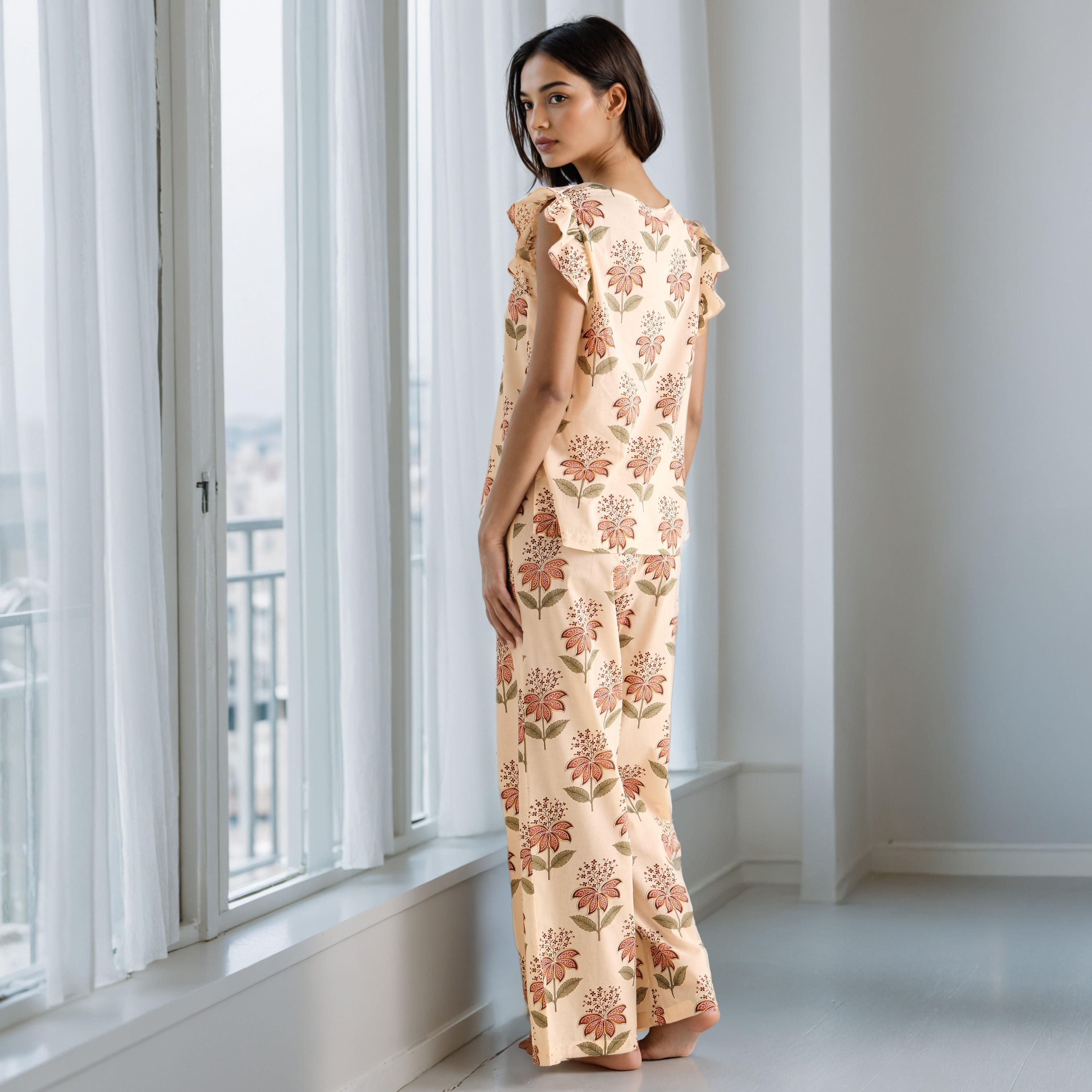 طقم بيجاما قطن بطبعات-women-clothing-nightwear-pyjamas-longsets-image-3