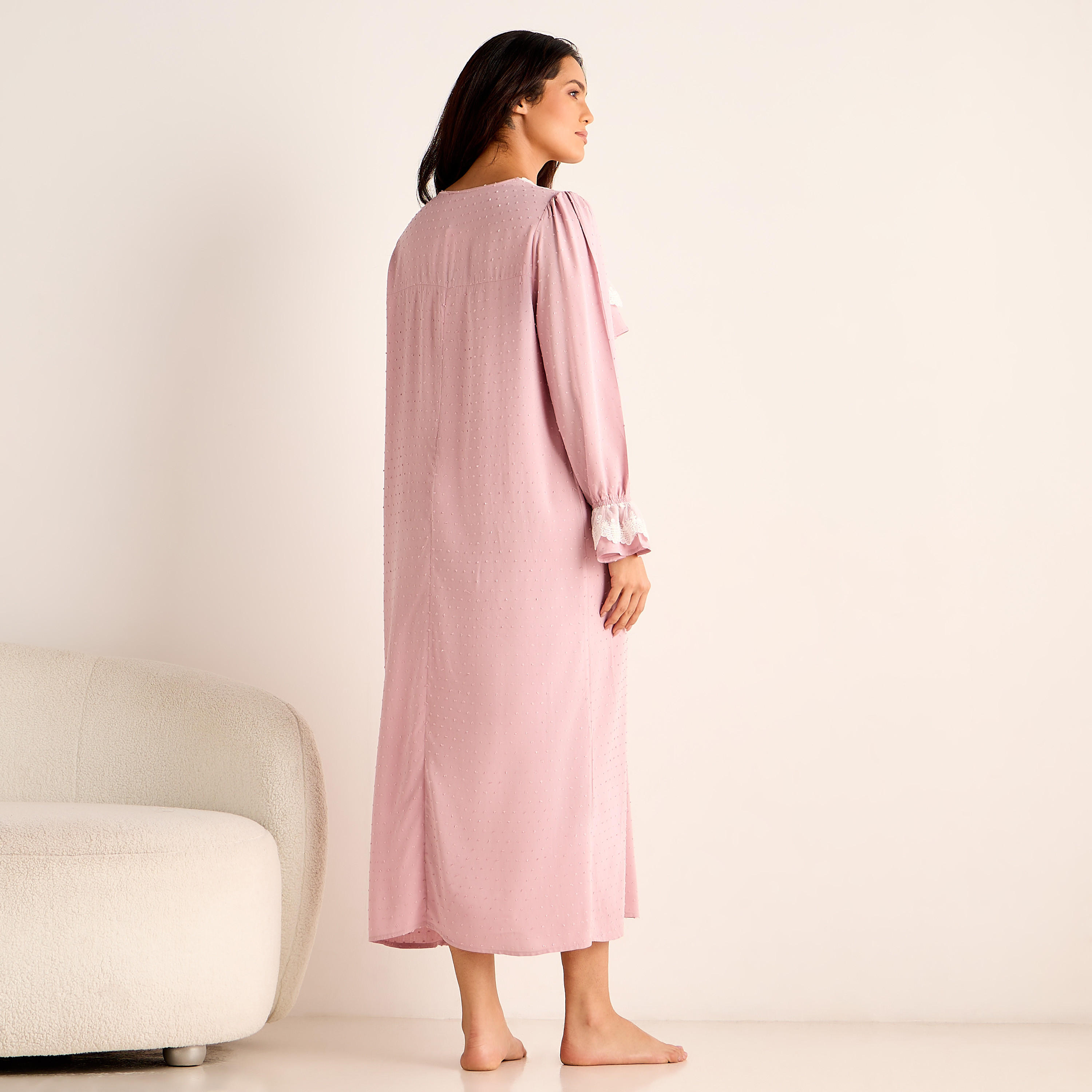 فستان نوم للحوامل بحواف دانتيل-women-clothing-maternity-nightwear-image-3
