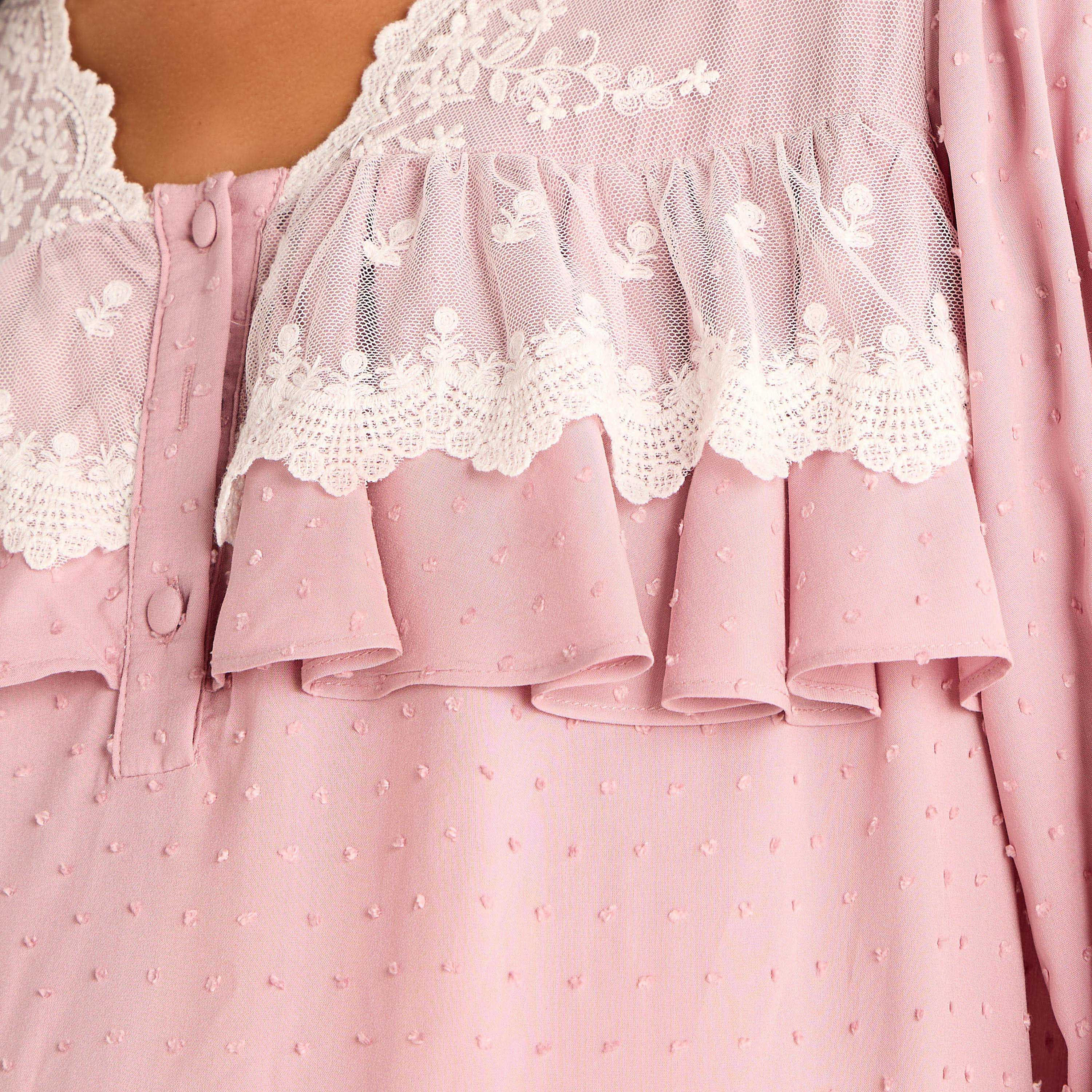 فستان نوم للحوامل بحواف دانتيل-women-clothing-maternity-nightwear-image-5