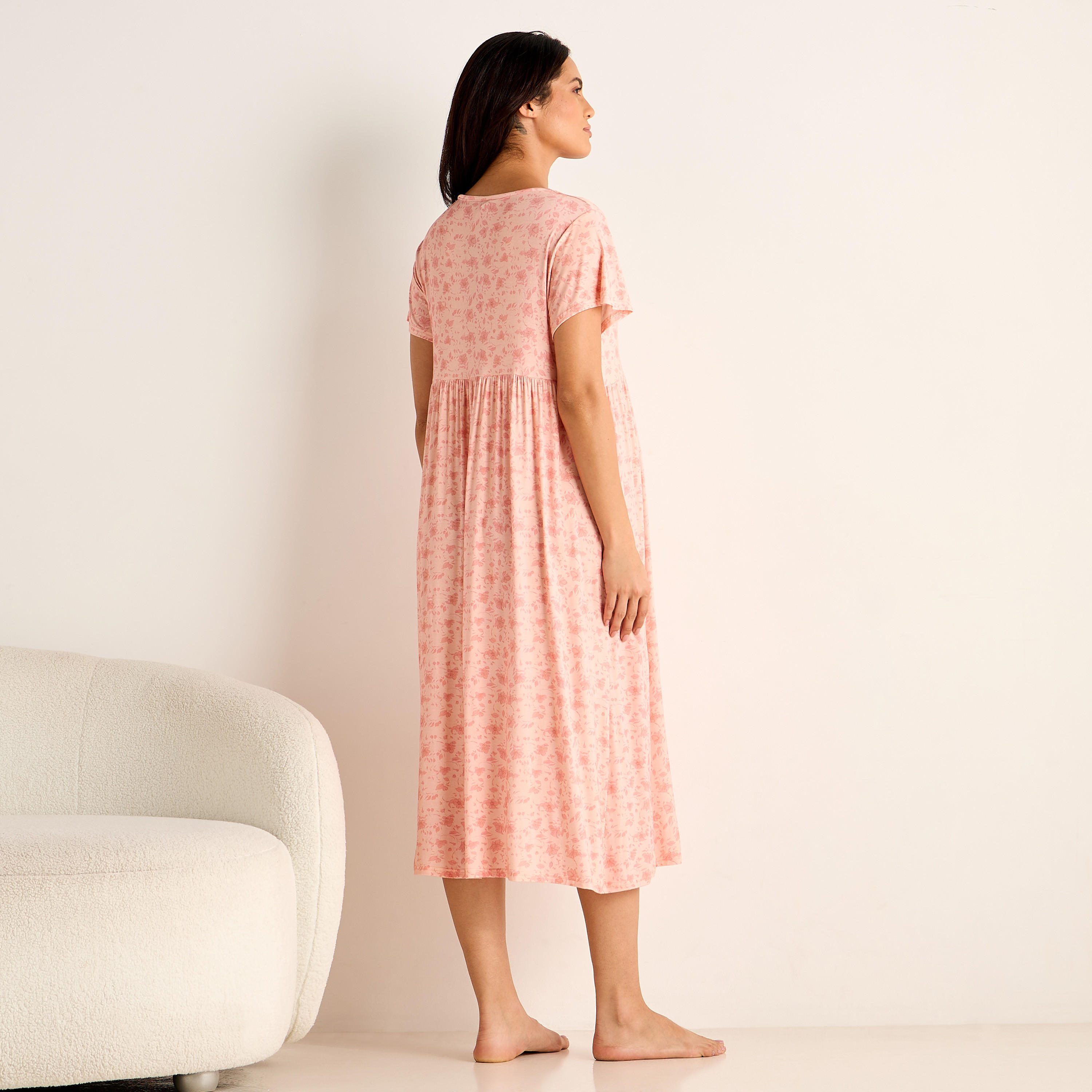 Floral Print Maternity Night Dress-women-clothing-maternity-nightwear-image-3