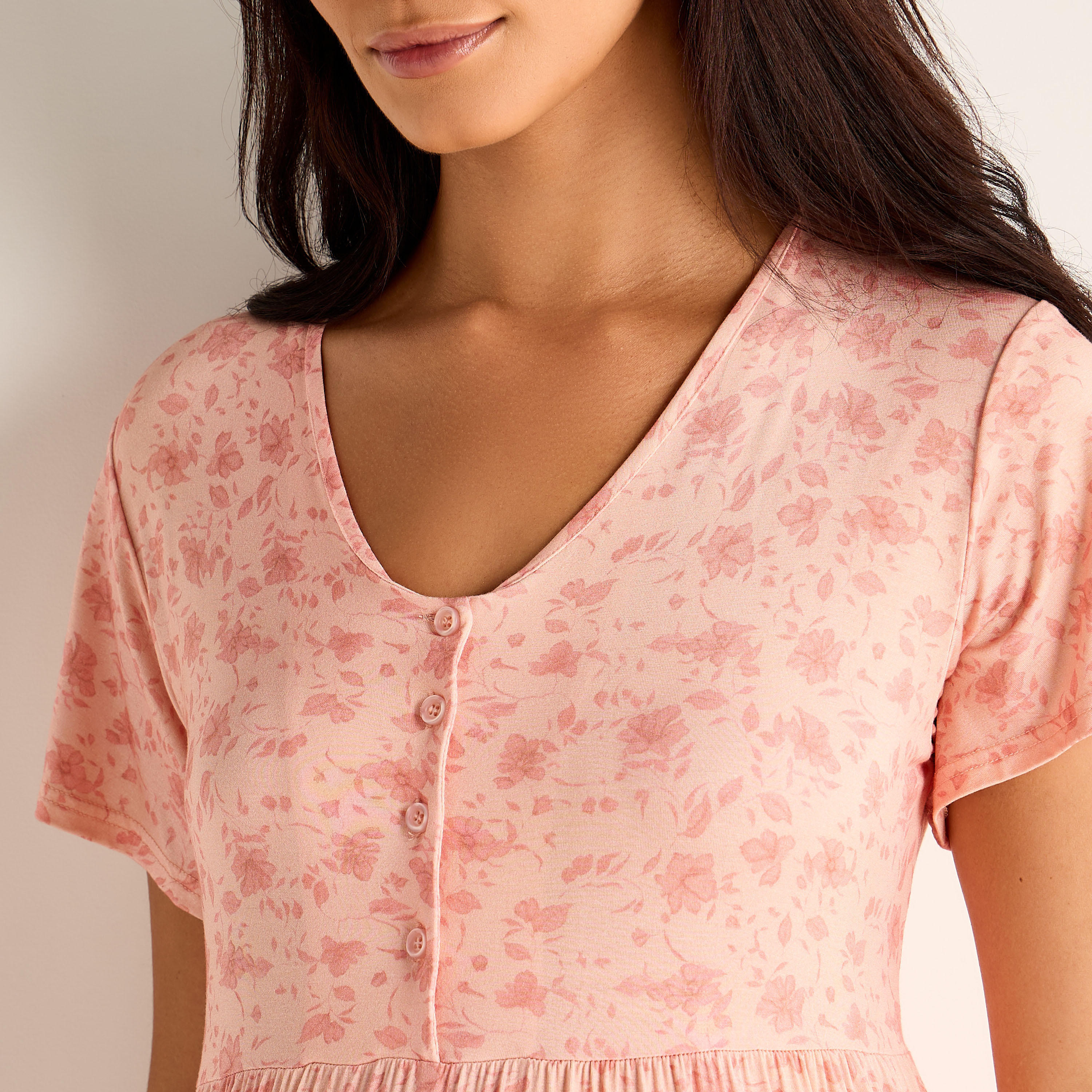 Floral Print Maternity Night Dress-women-clothing-maternity-nightwear-image-4