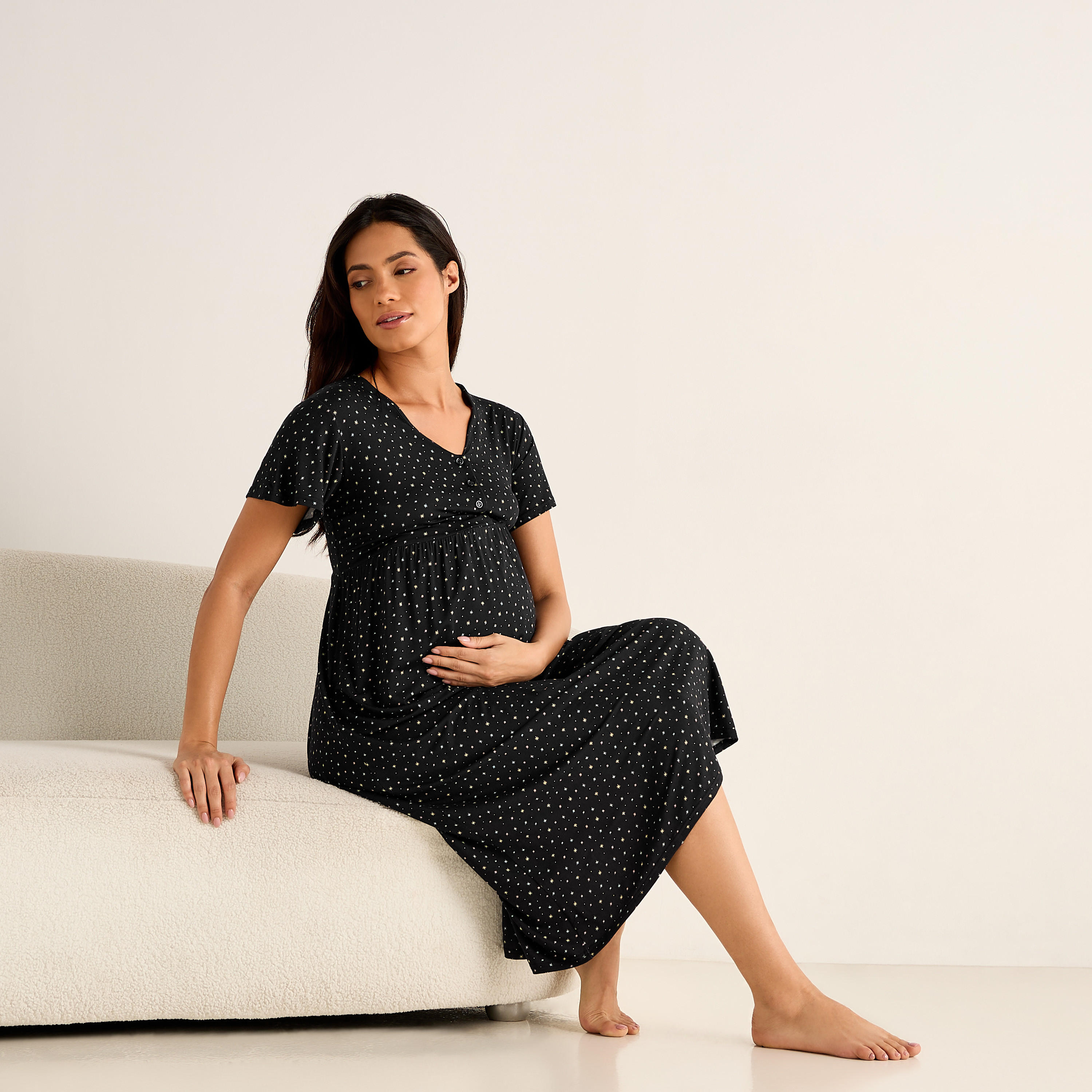 Printed Maternity Night Dress-women-clothing-maternity-nightwear-image-1