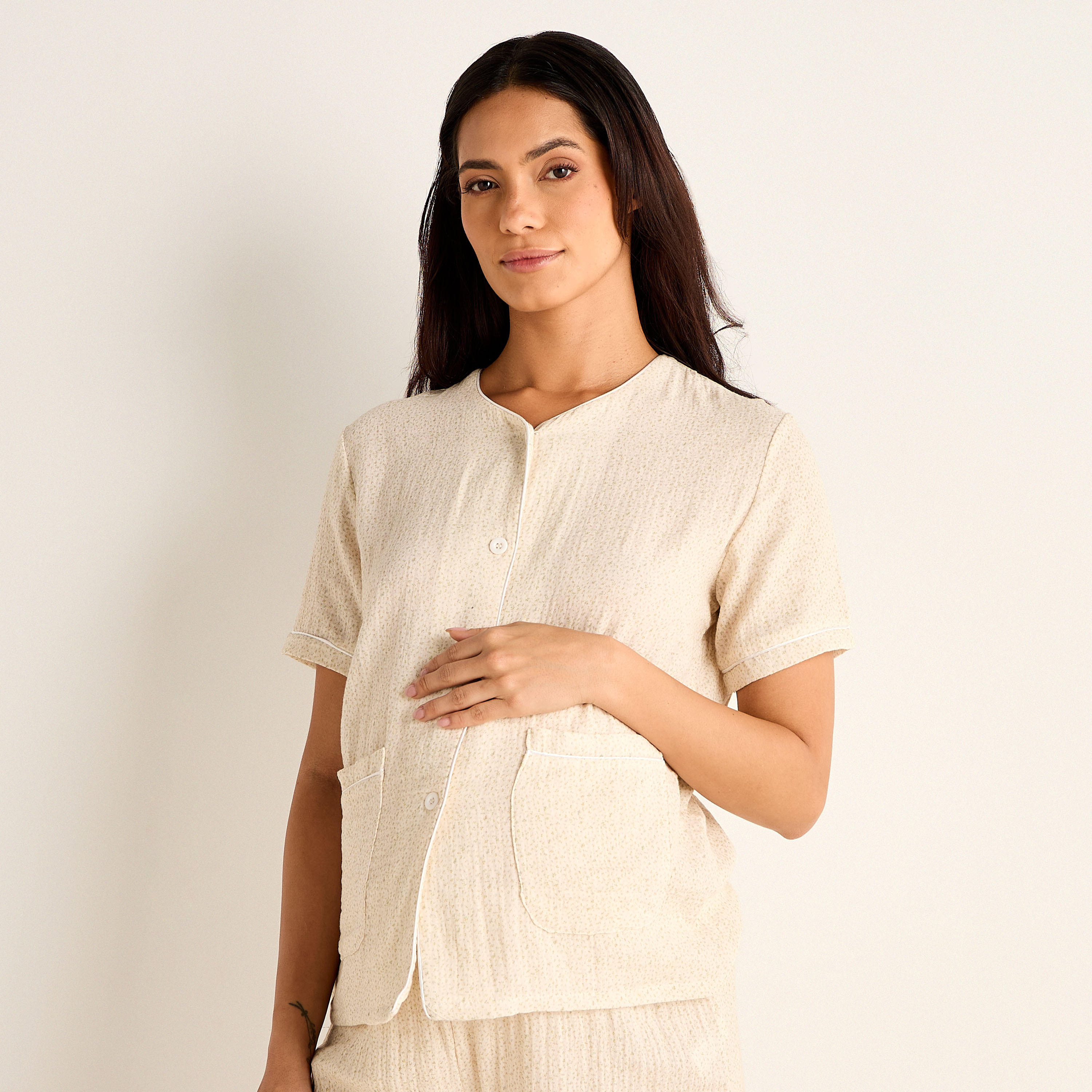 طقم بيجاما قطن للحوامل بطبعات-women-clothing-maternity-nightwear-image-6