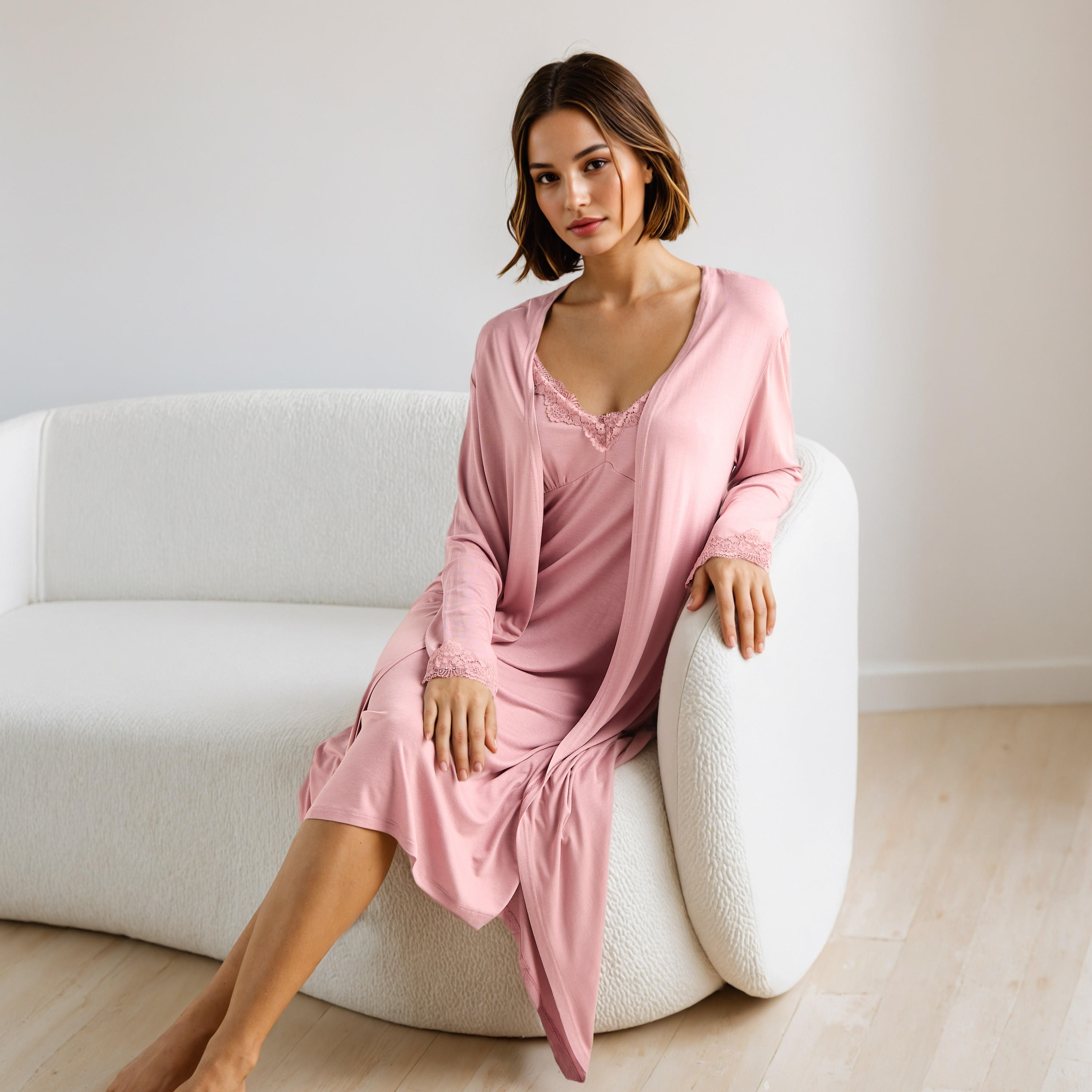 Lace Trim Slip Dress with Robe-women-clothing-nightwear-nighties-image-1