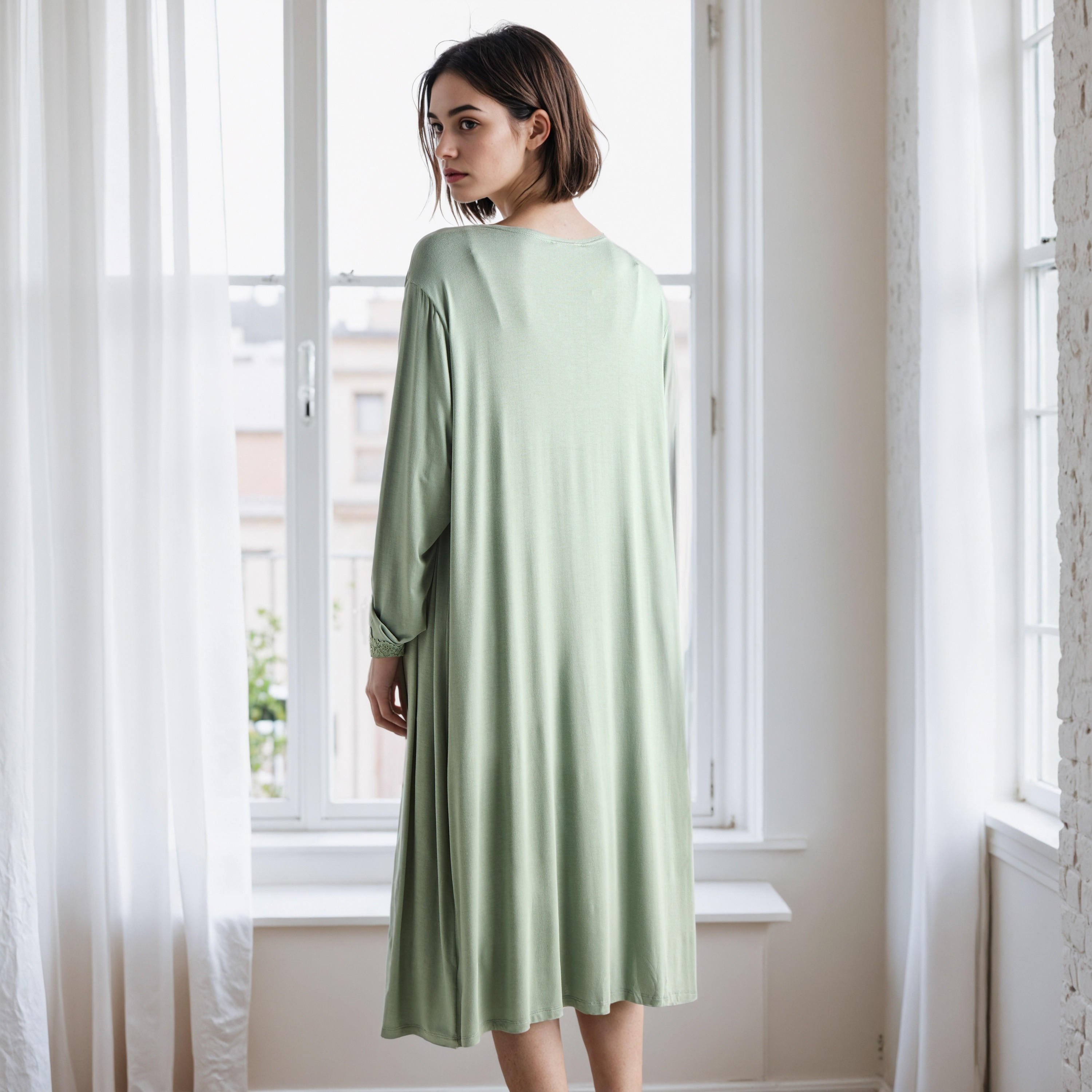 فستان نوم بتفاصيل دانتيل مع روب-women-clothing-nightwear-nighties-image-3