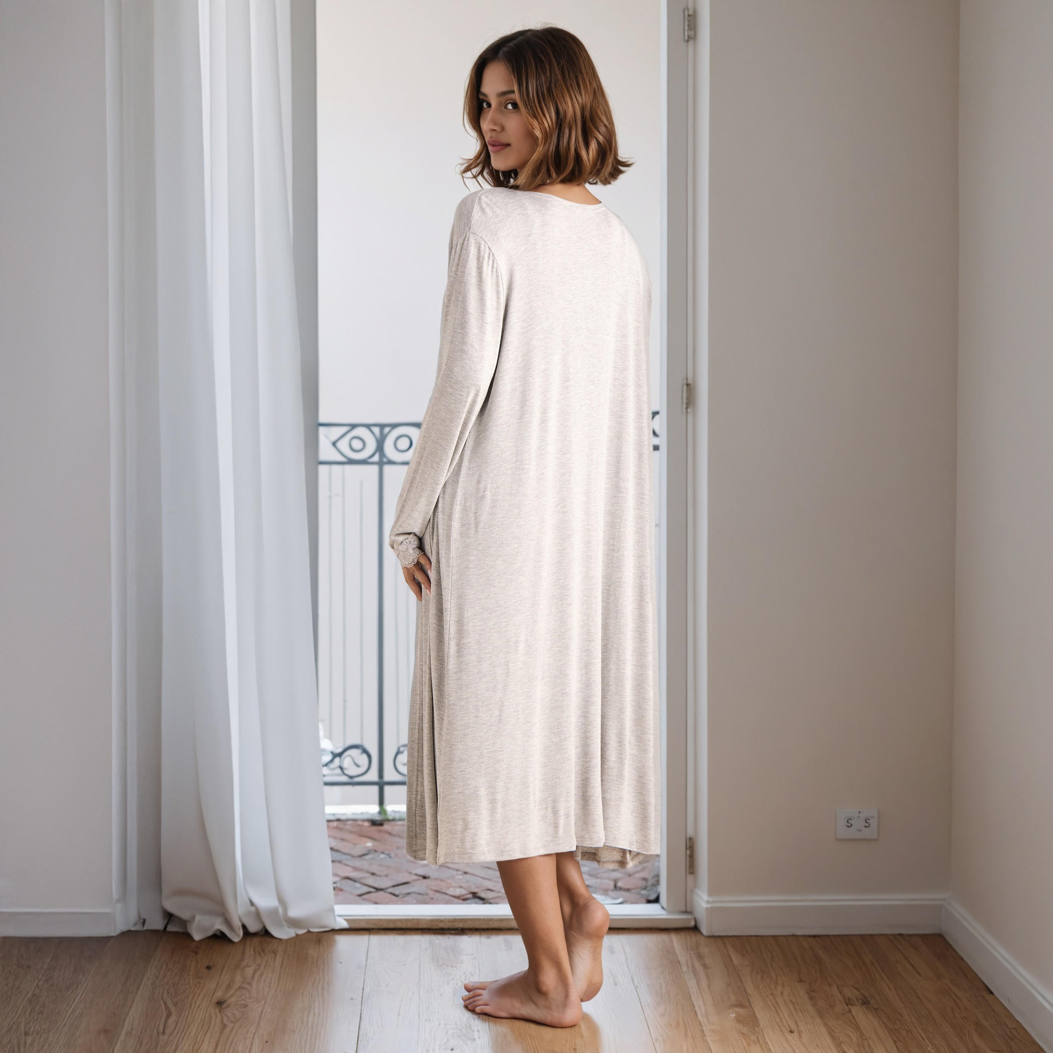 Lace Trim Slip Dress with Robe-women-clothing-nightwear-nighties-image-3