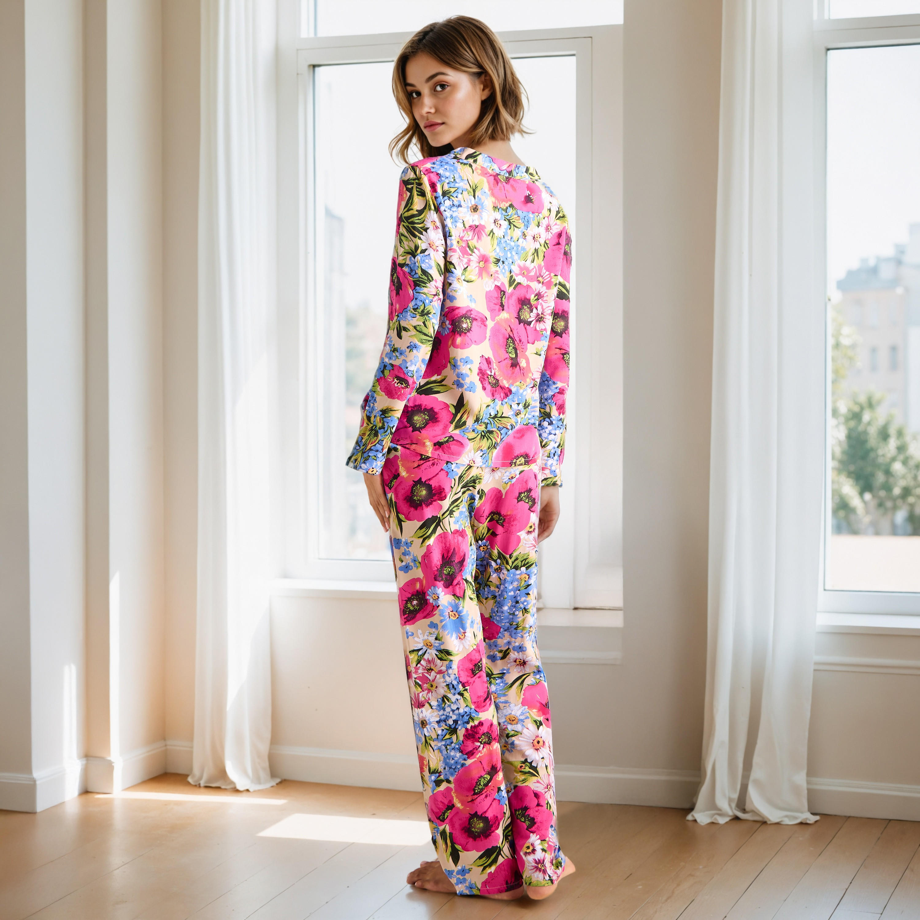 Floral Print Pyjama Set-women-clothing-nightwear-pyjamas-longsets-image-3