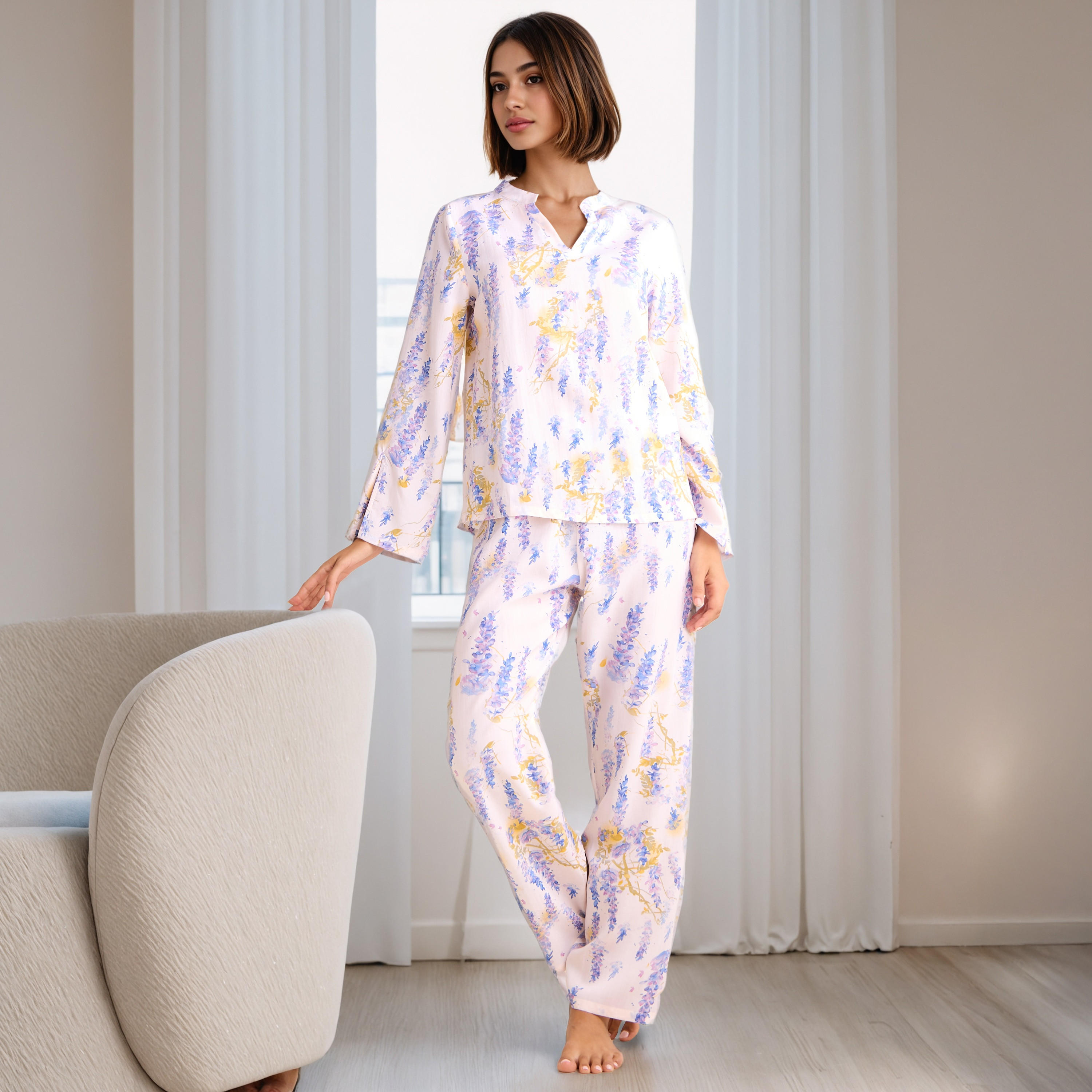 Floral Print Pyjama Set-women-clothing-nightwear-pyjamas-longsets-image-1
