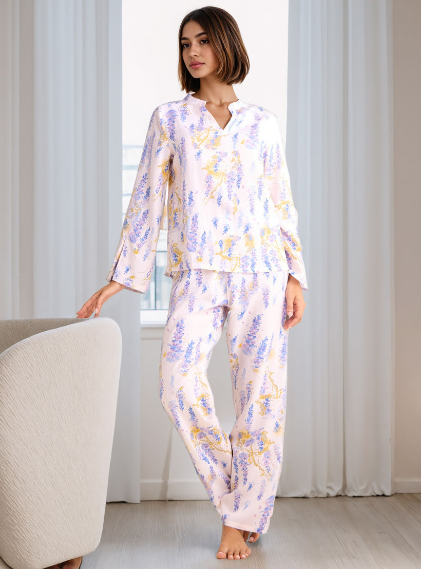 Floral Print Pyjama Set-women-clothing-nightwear-pyjamas-longsets-image-1