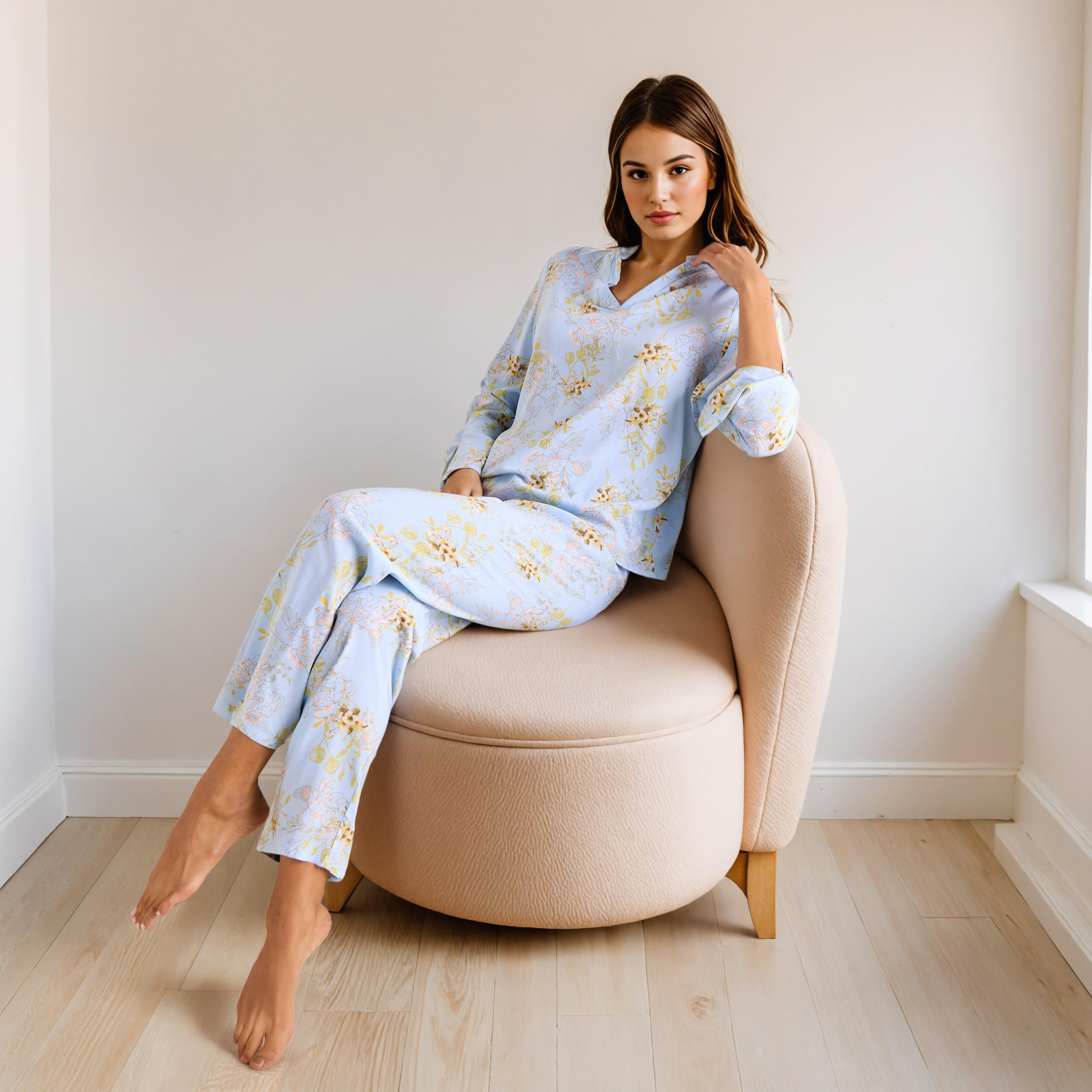 طقم بيجاما بطبعات زهرية-women-clothing-nightwear-pyjamas-longsets-image-6