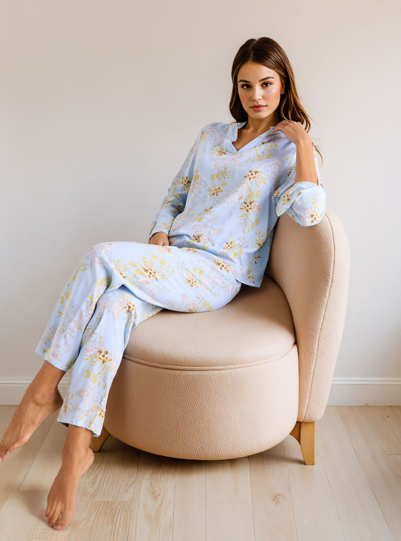 طقم بيجاما بطبعات زهرية-women-clothing-nightwear-pyjamas-longsets-image-6