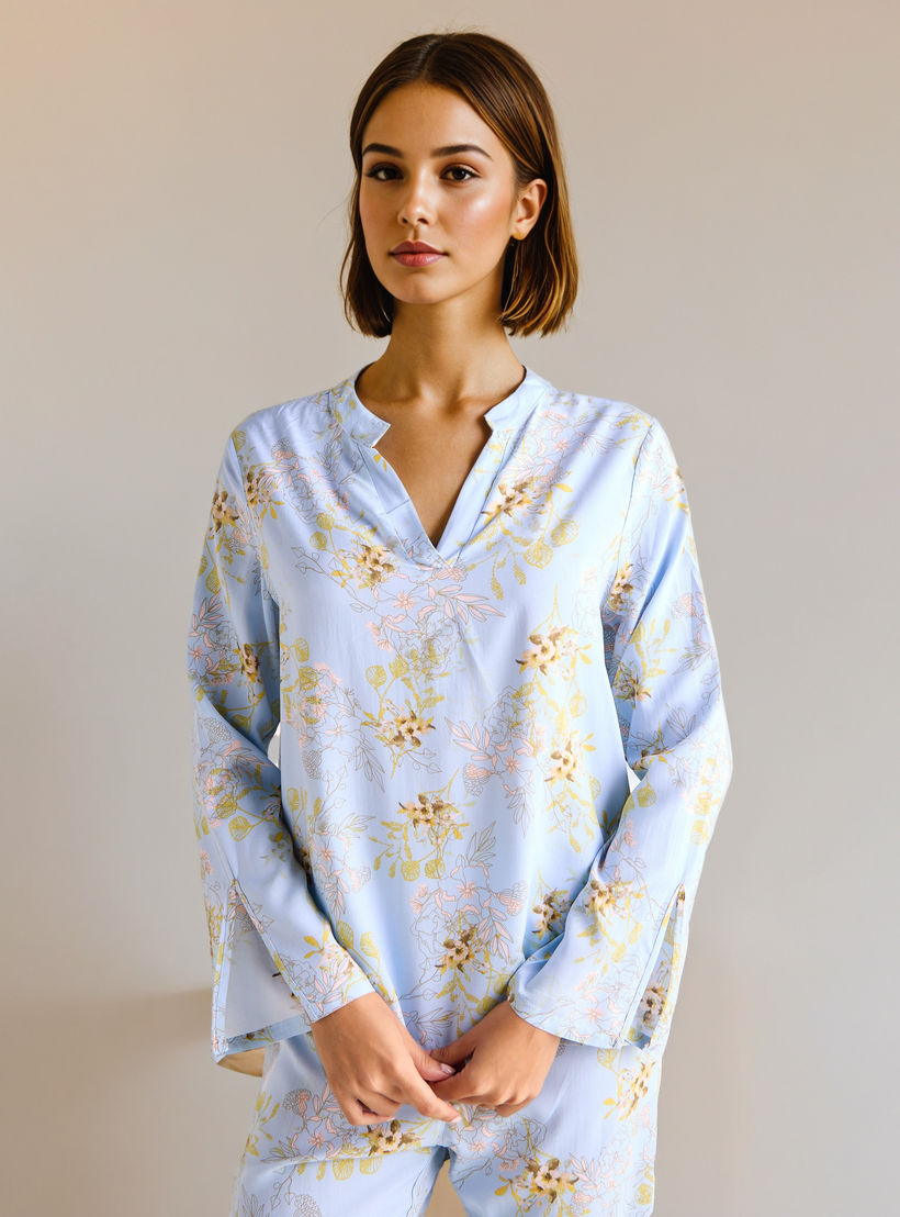 طقم بيجاما بطبعات زهرية-women-clothing-nightwear-pyjamas-longsets-image-5